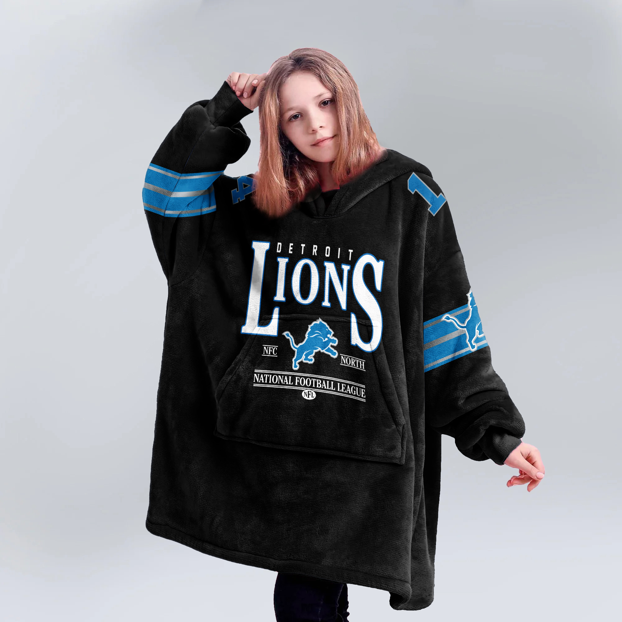 Adult 14 Detroit Lions Football Unisex Blanket Hoodie