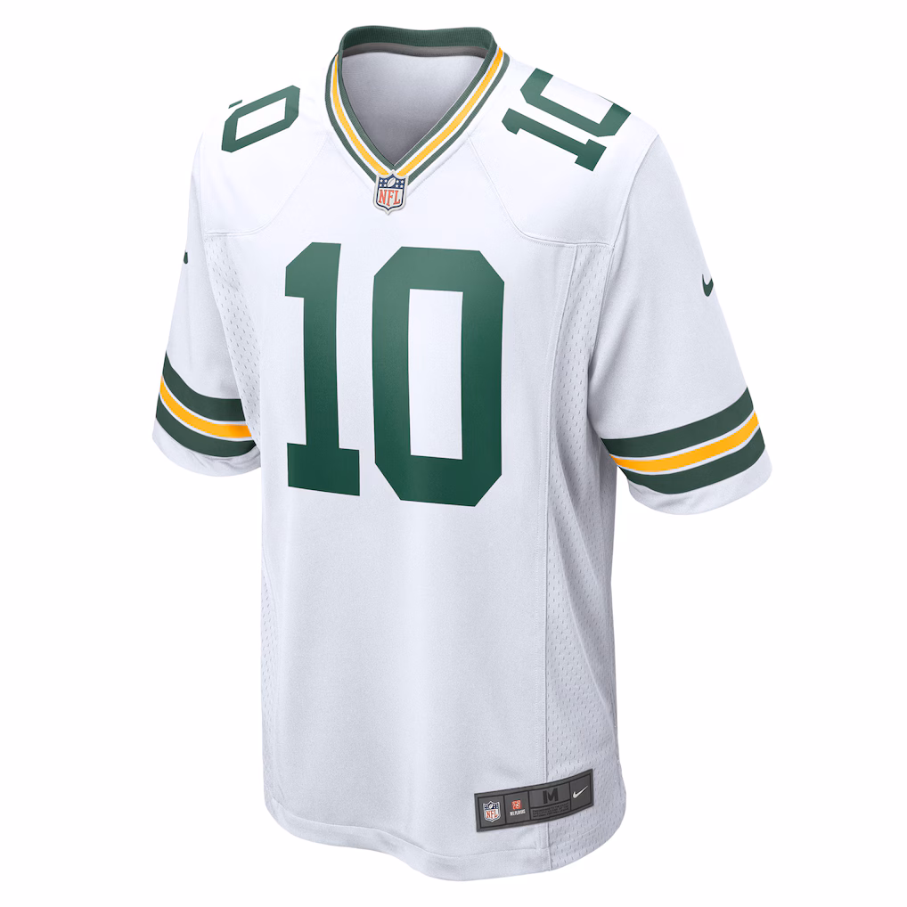 Green Bay Packers #10 Jordan Love Away Game Jersey-White