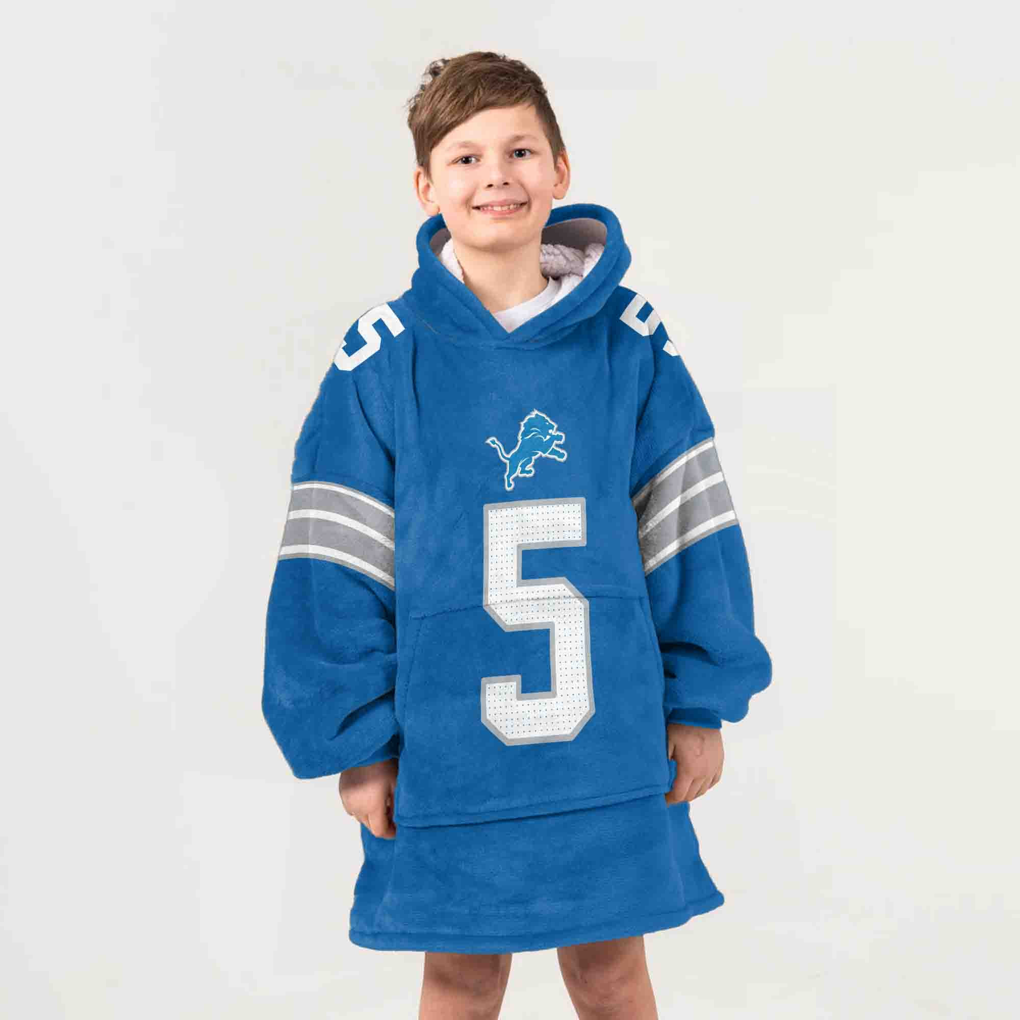 Adult D.M 5 Detroit Football Unisex Blanket Hoodie