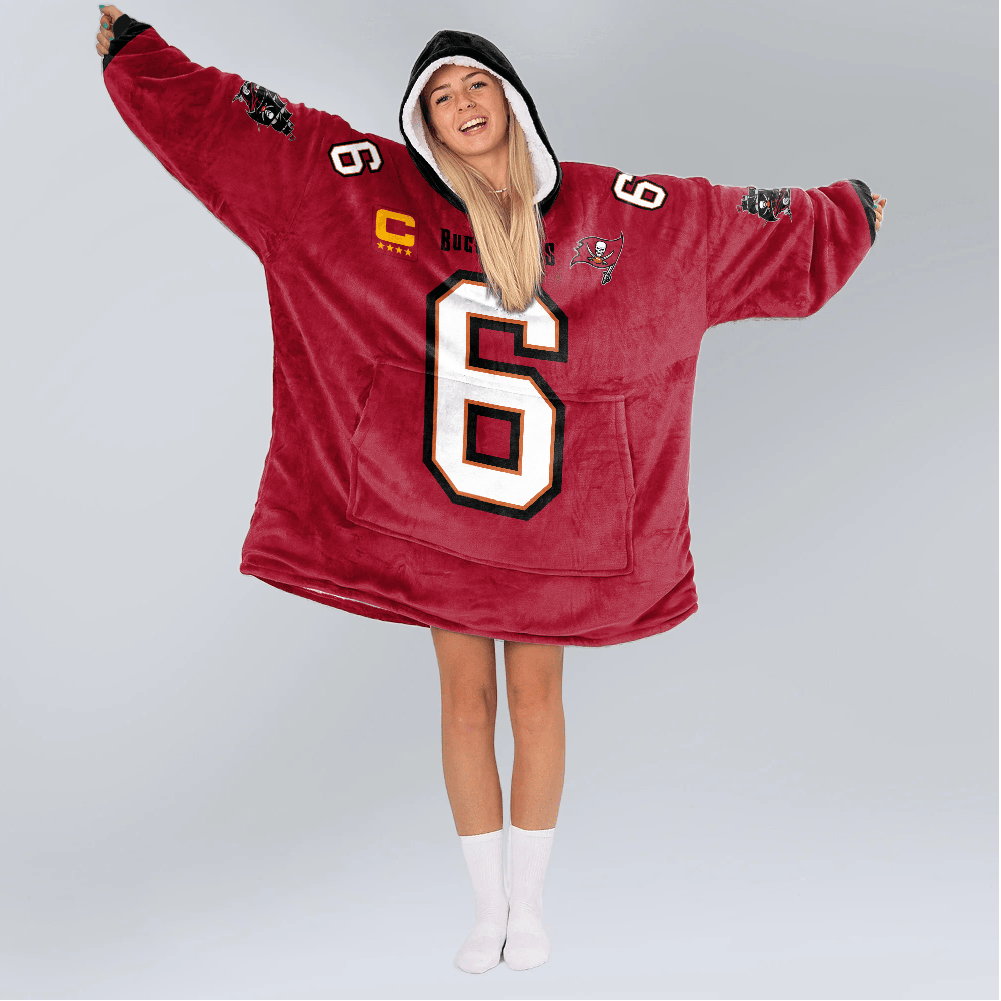 Adult B.M 6 Captain Tampa Bay Football Unisex Blanket Hoodie