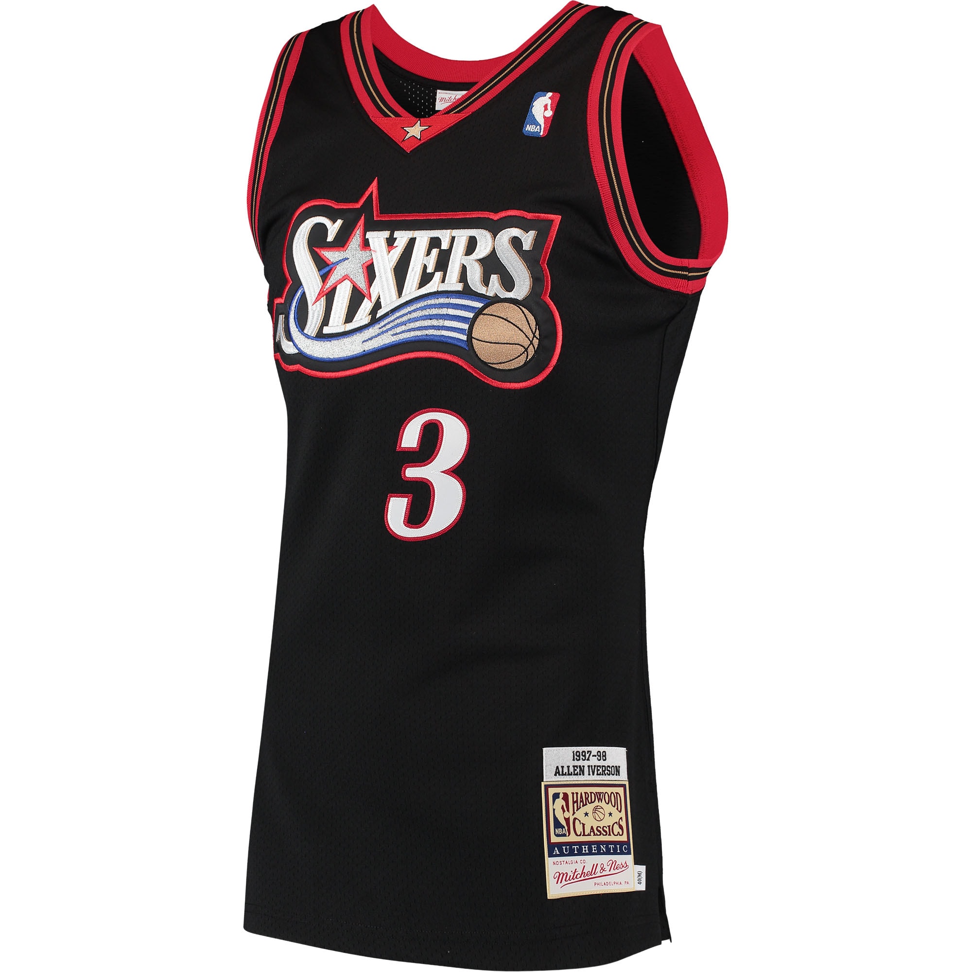 Allen Iverson Philadelphia 76ers Mitchell & Ness 1997 Hardwood Classics Authentic Jersey - Black