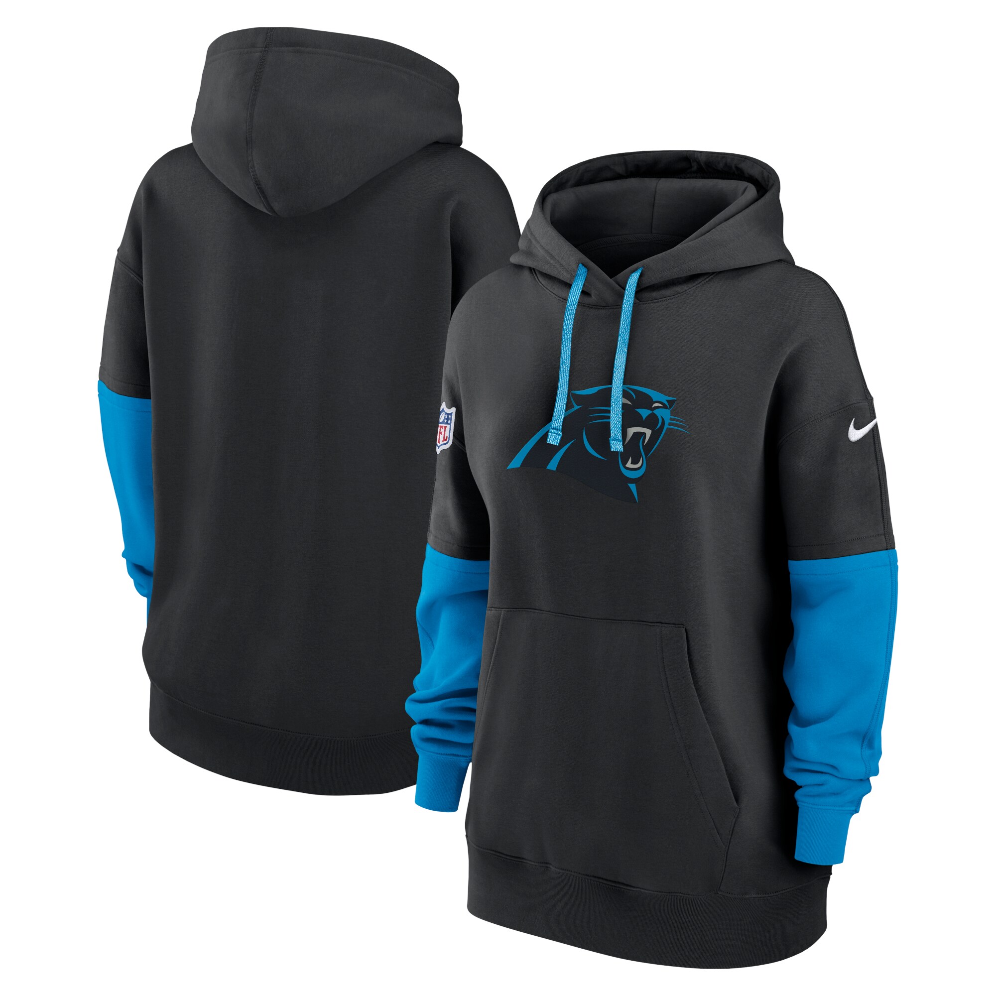 Carolina Panthers Women's 2024 Sideline Essential Fleece Pullover Hoodie - Black