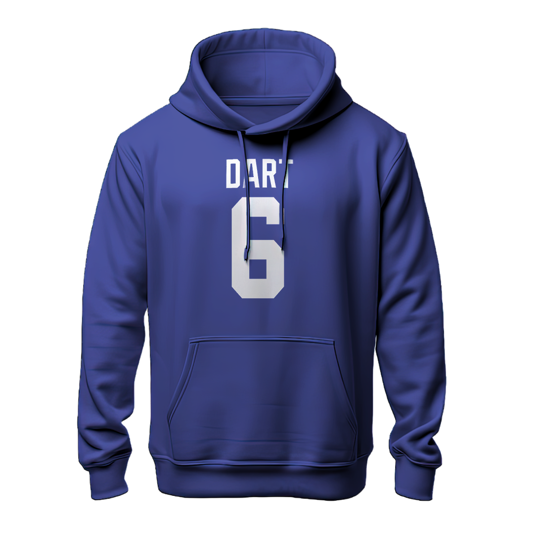 Jaxson Dart #6 New York Giants 2025 Blue Gridiron Hoodie – Fan Edition