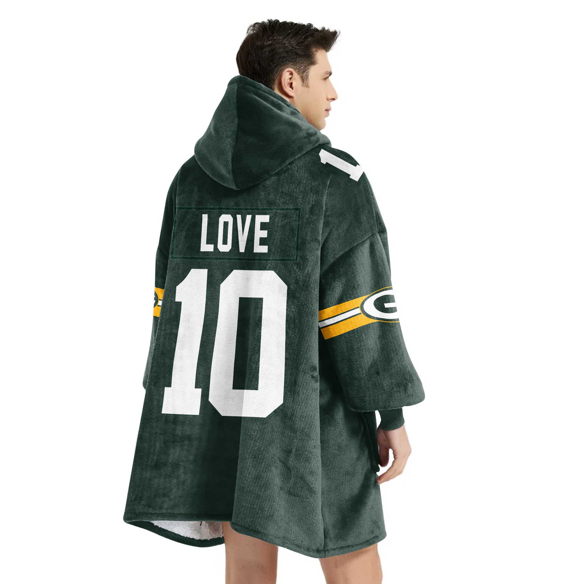 Adult J.L. 10 Green Bay Football Unisex Blanket Hoodie