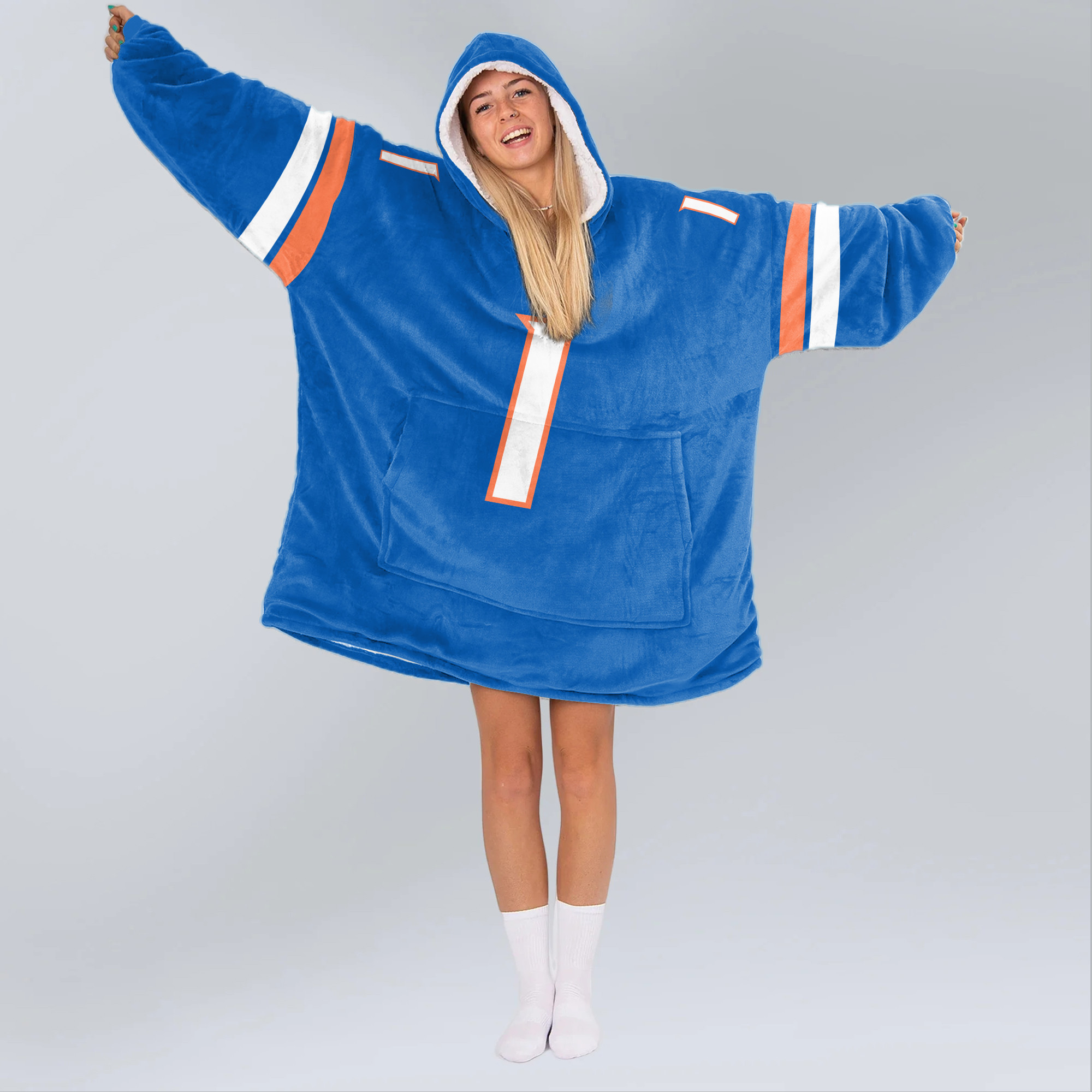 Adult #1 Boise State Football Unisex Blanket Hoodie