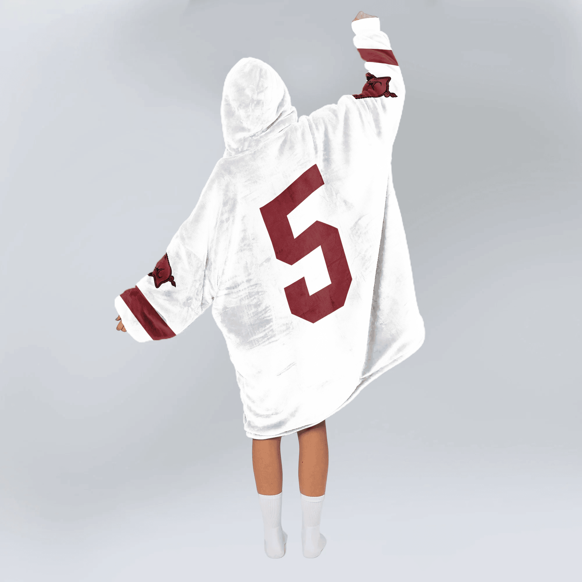 Adult #5 Arkansas Football Unisex Blanket Hoodie