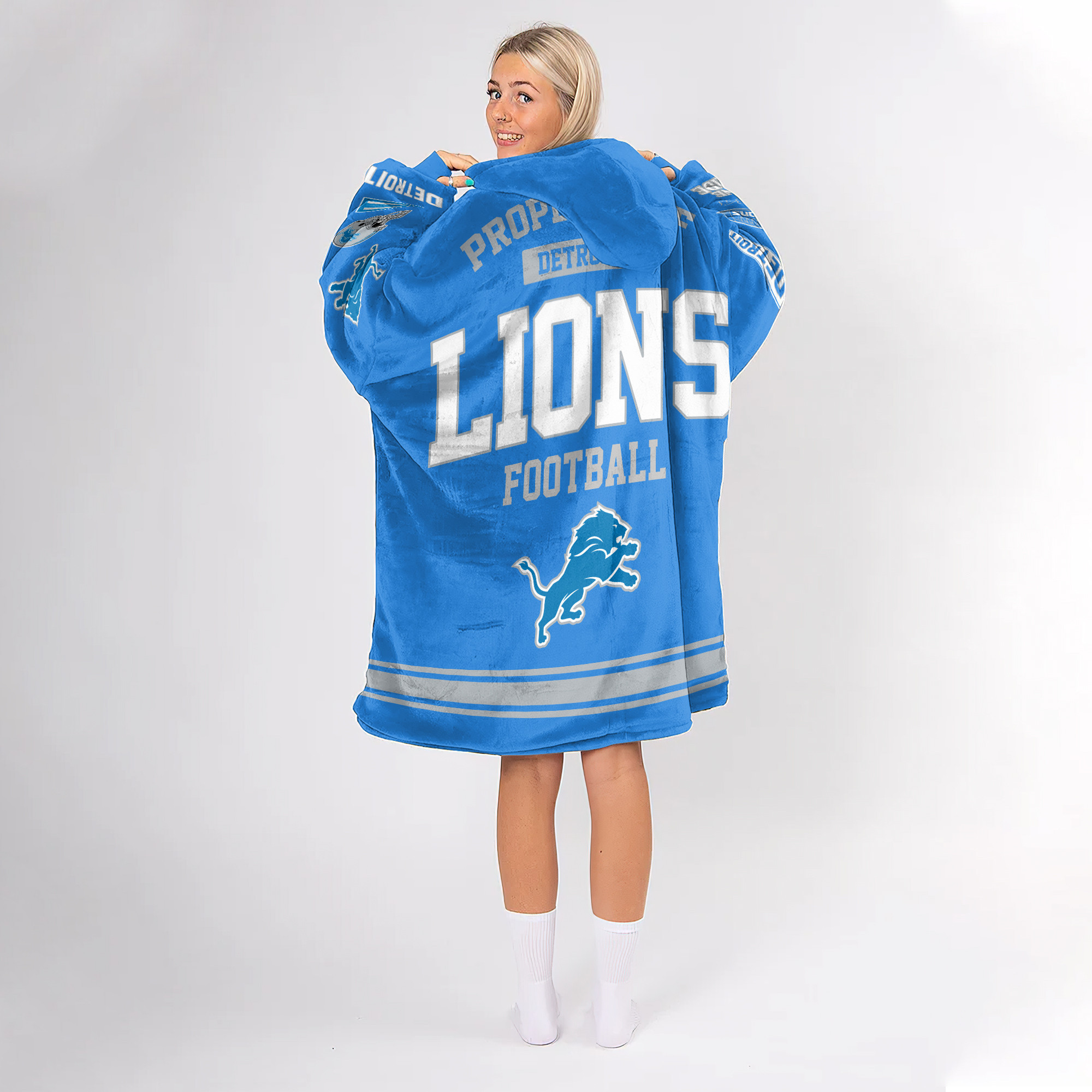 Adult Detroit Football Unisex Blanket Hoodie