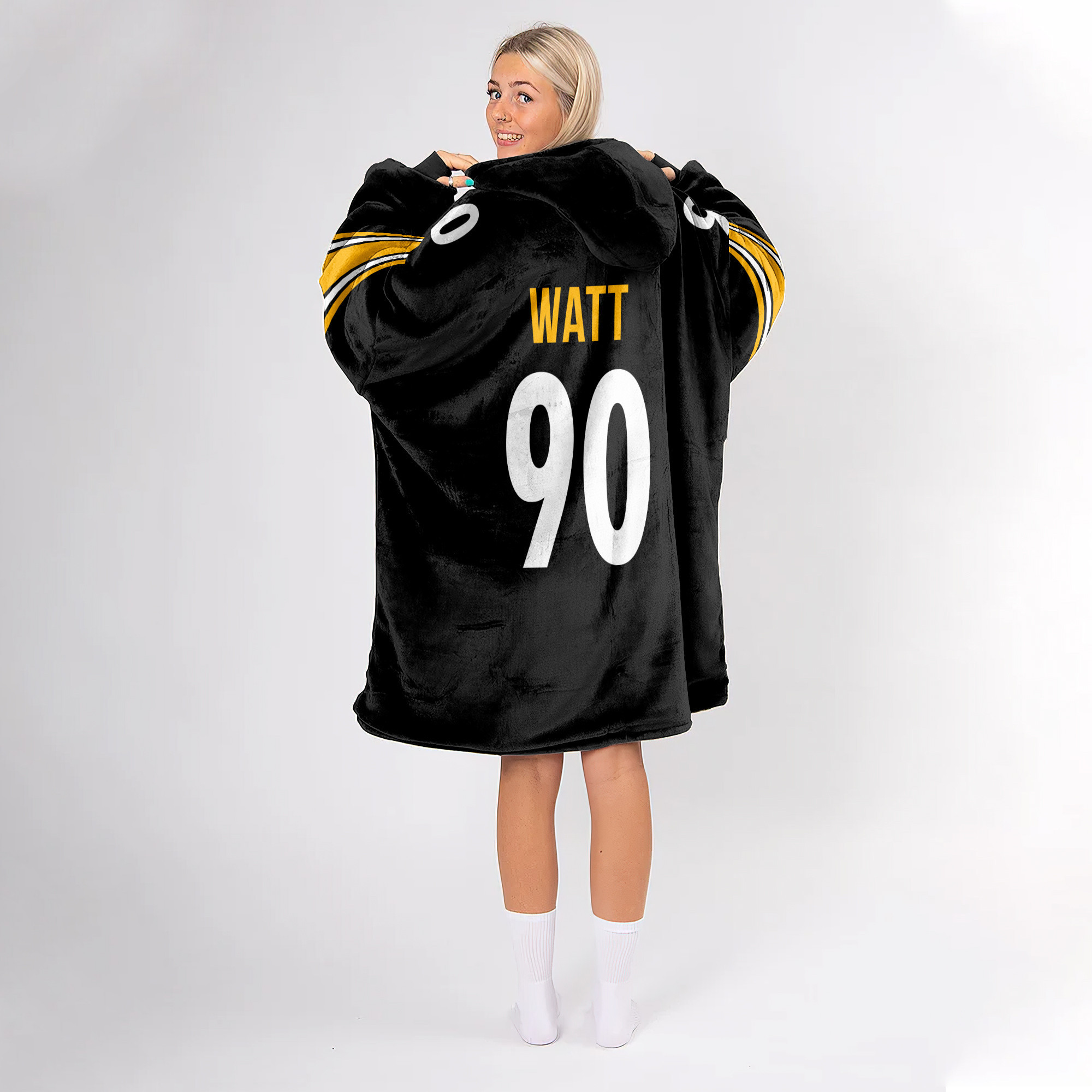 Adult 90 Pittsburgh Football Unisex Blanket Hoodie