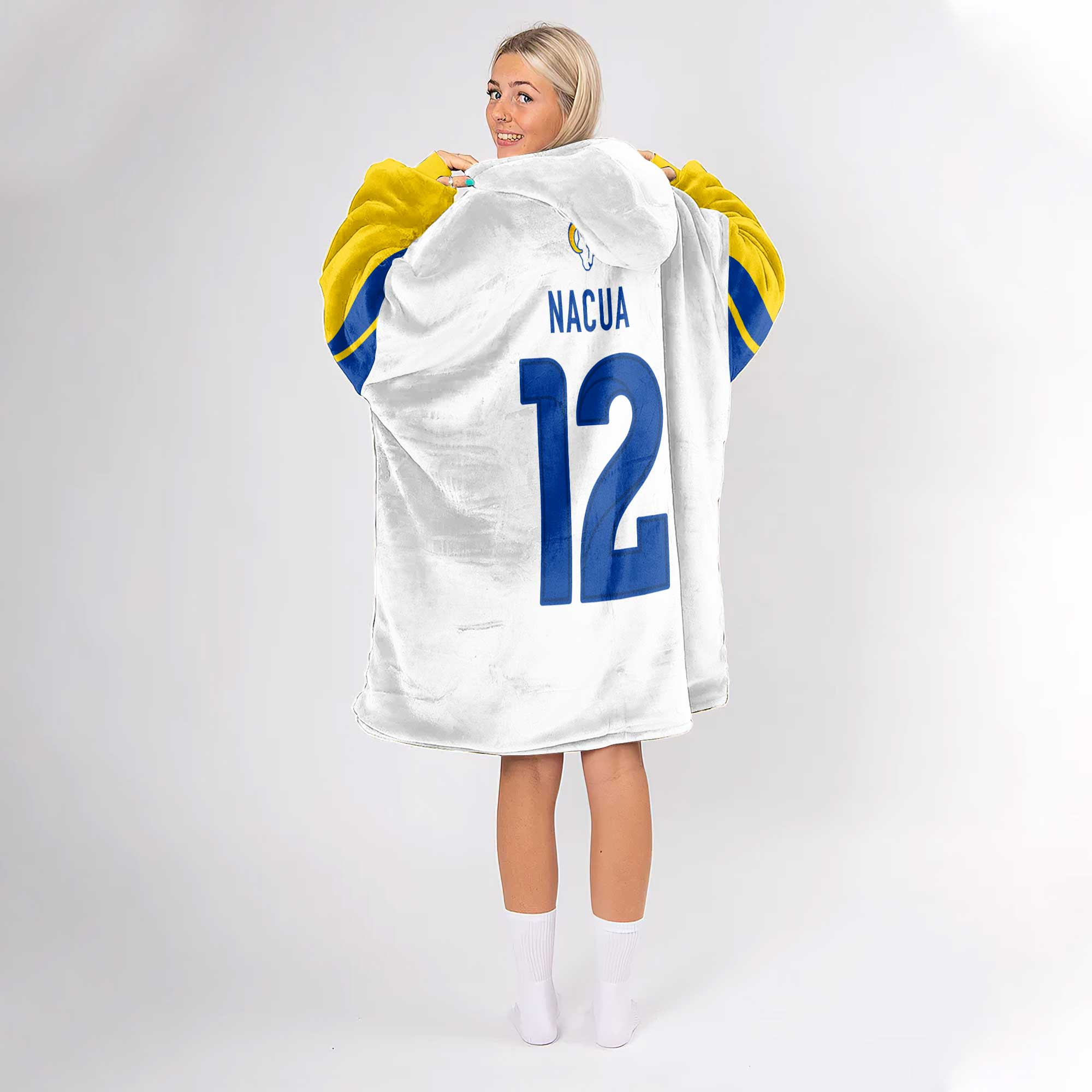 Adult P.N 12 Los Angeles R Football Unisex Blanket Hoodie