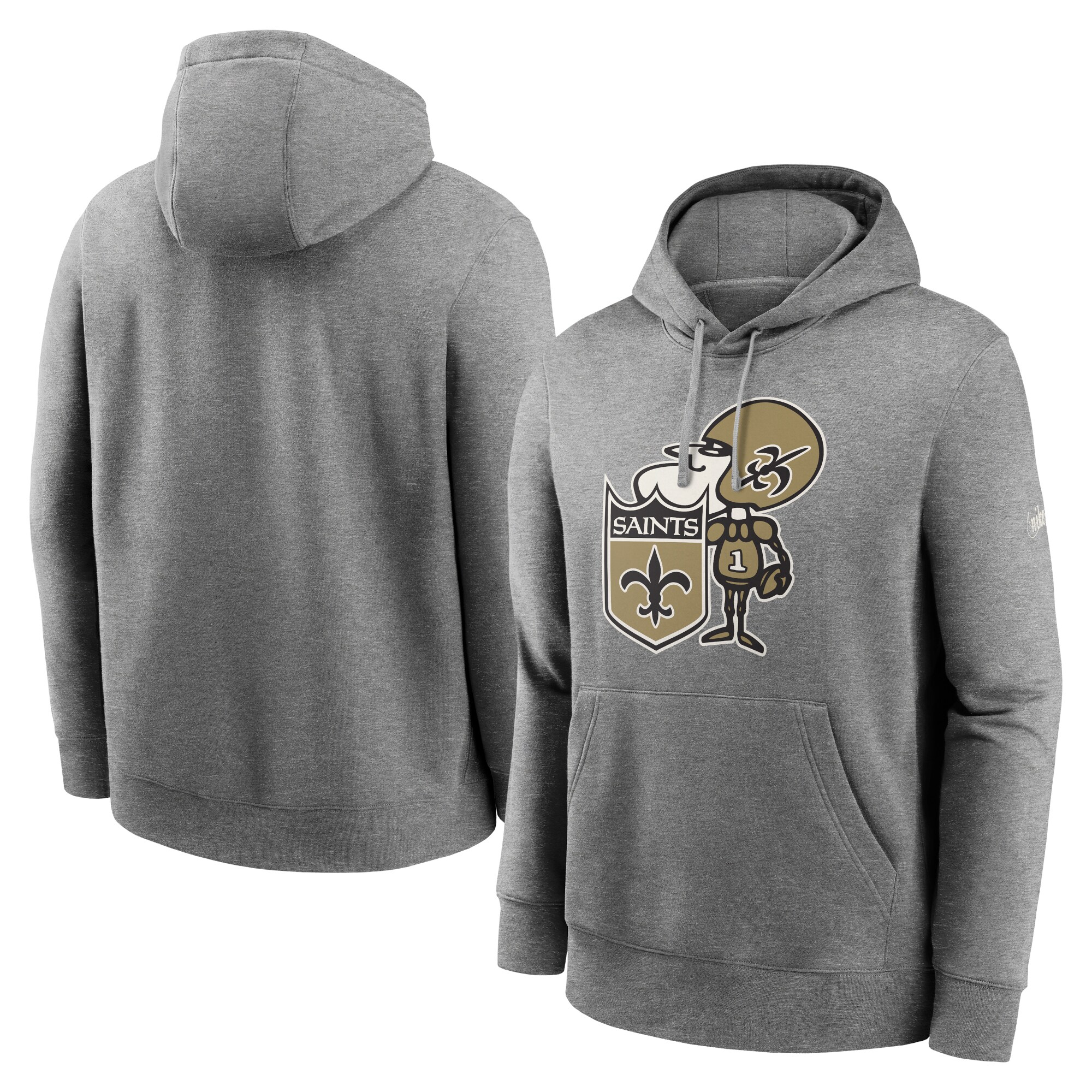 New Orleans Saints Rewind Club Fleece Pullover Hoodie - Heathered Gray
