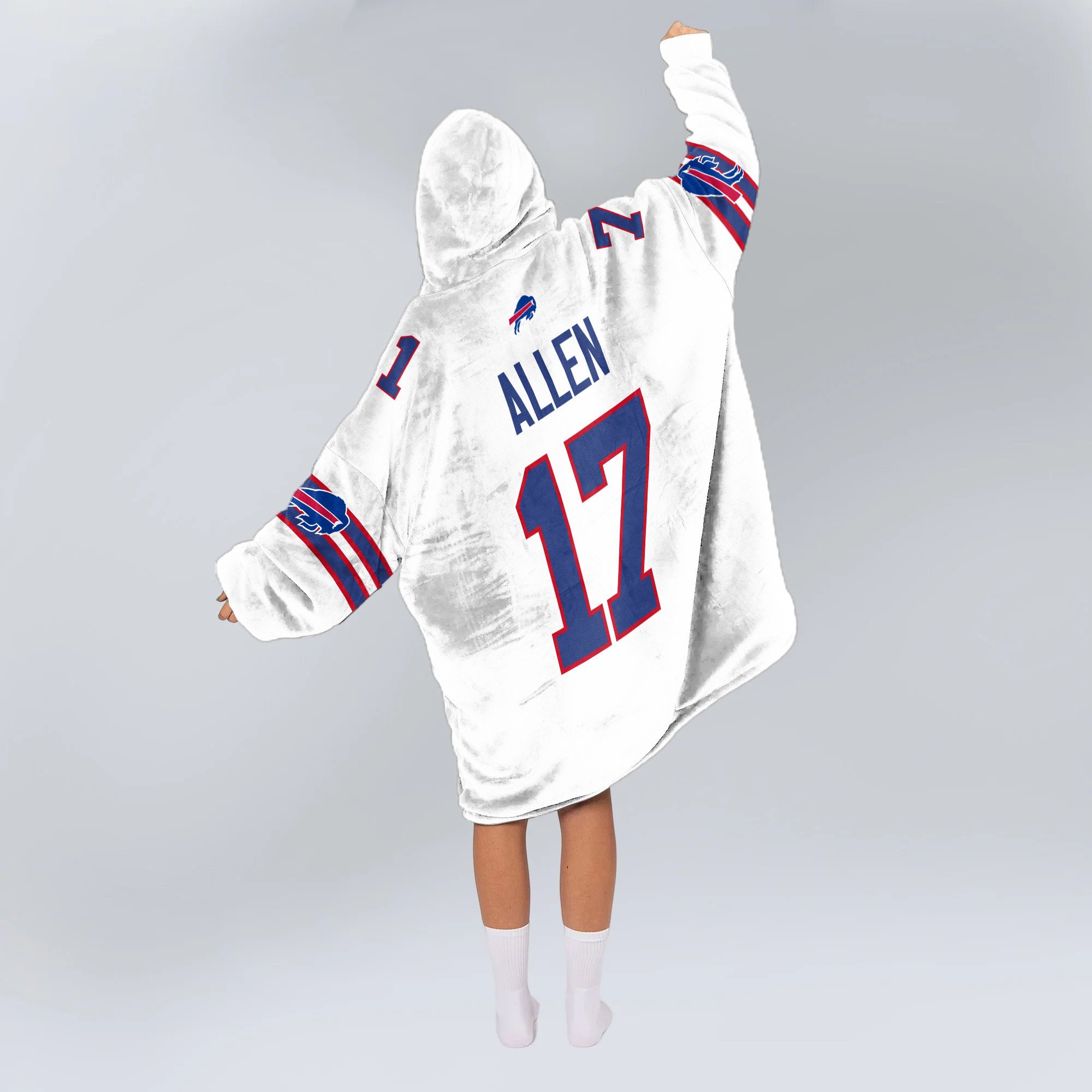 Adult 17 Buffalo Football Unisex Blanket Hoodie
