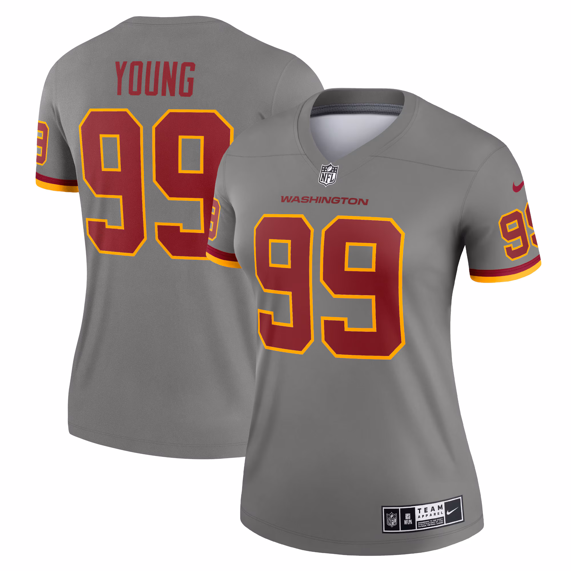 Chase Young Washington Football Team Women's Inverted Legend Jersey - Gray