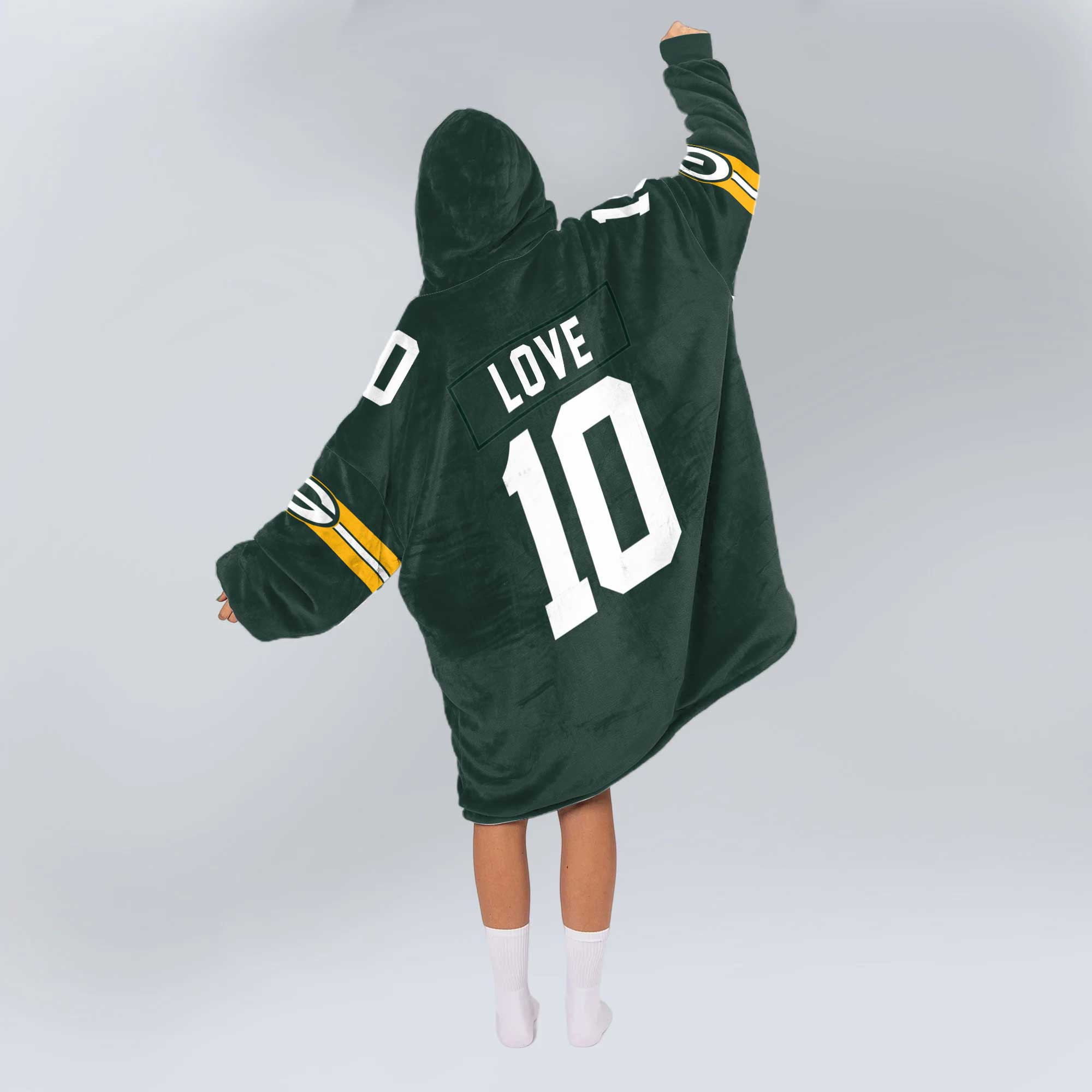 Adult J.L. 10 Green Bay Football Unisex Blanket Hoodie