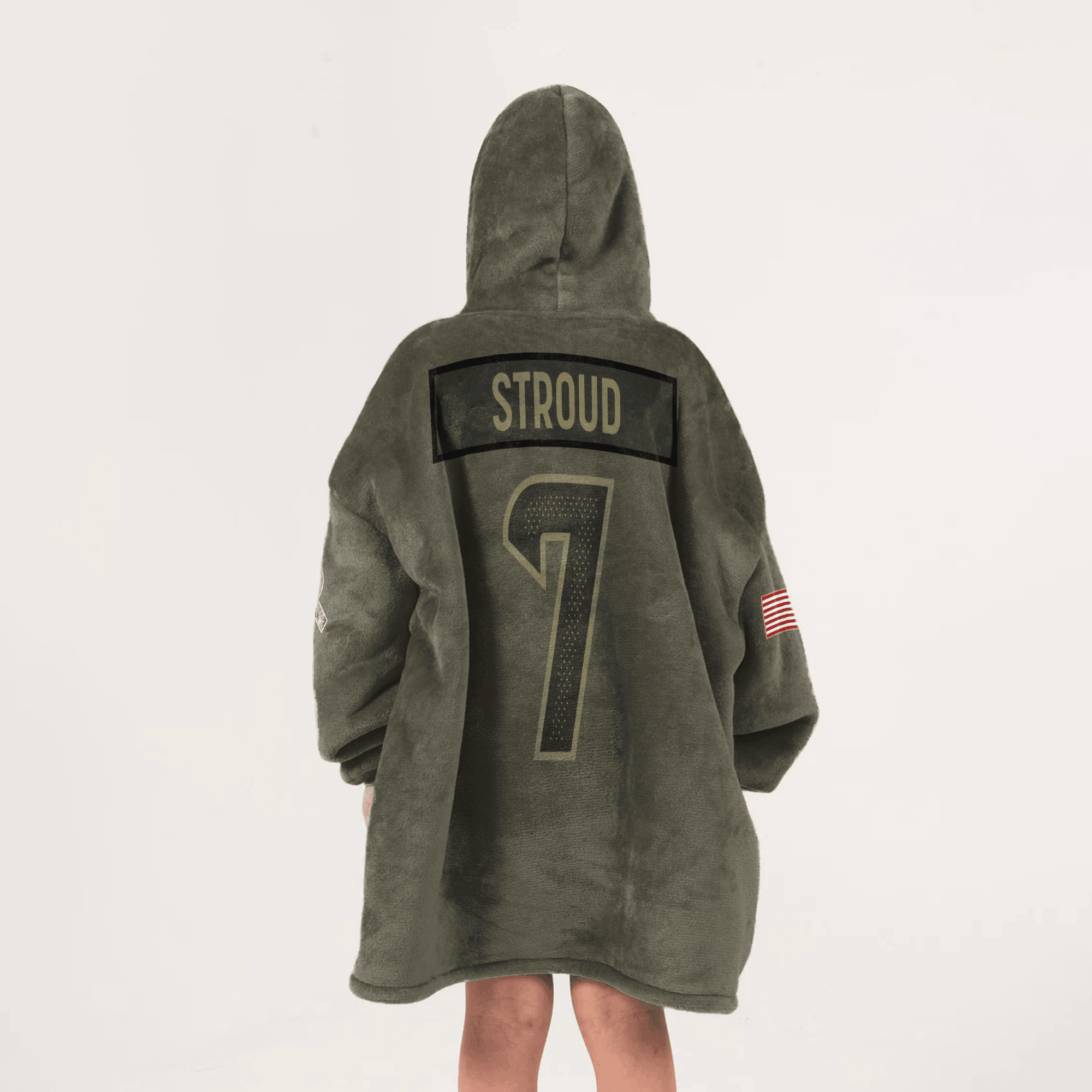 Kid C.J.S 7 Houston Football Blanket Hoodie – Olive Salute to Service