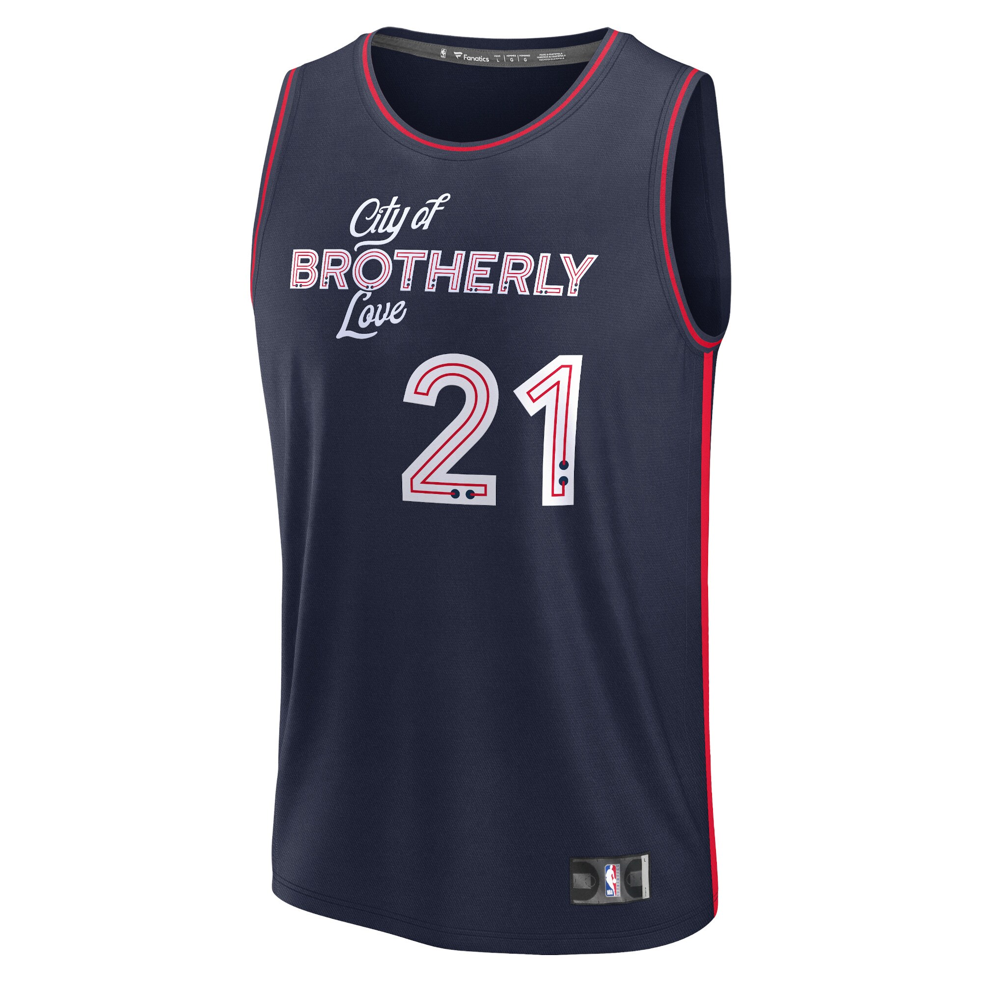 Youth Philadelphia 76ers Joel Embiid  Navy 2023/24 Fast Break Jersey - City Edition