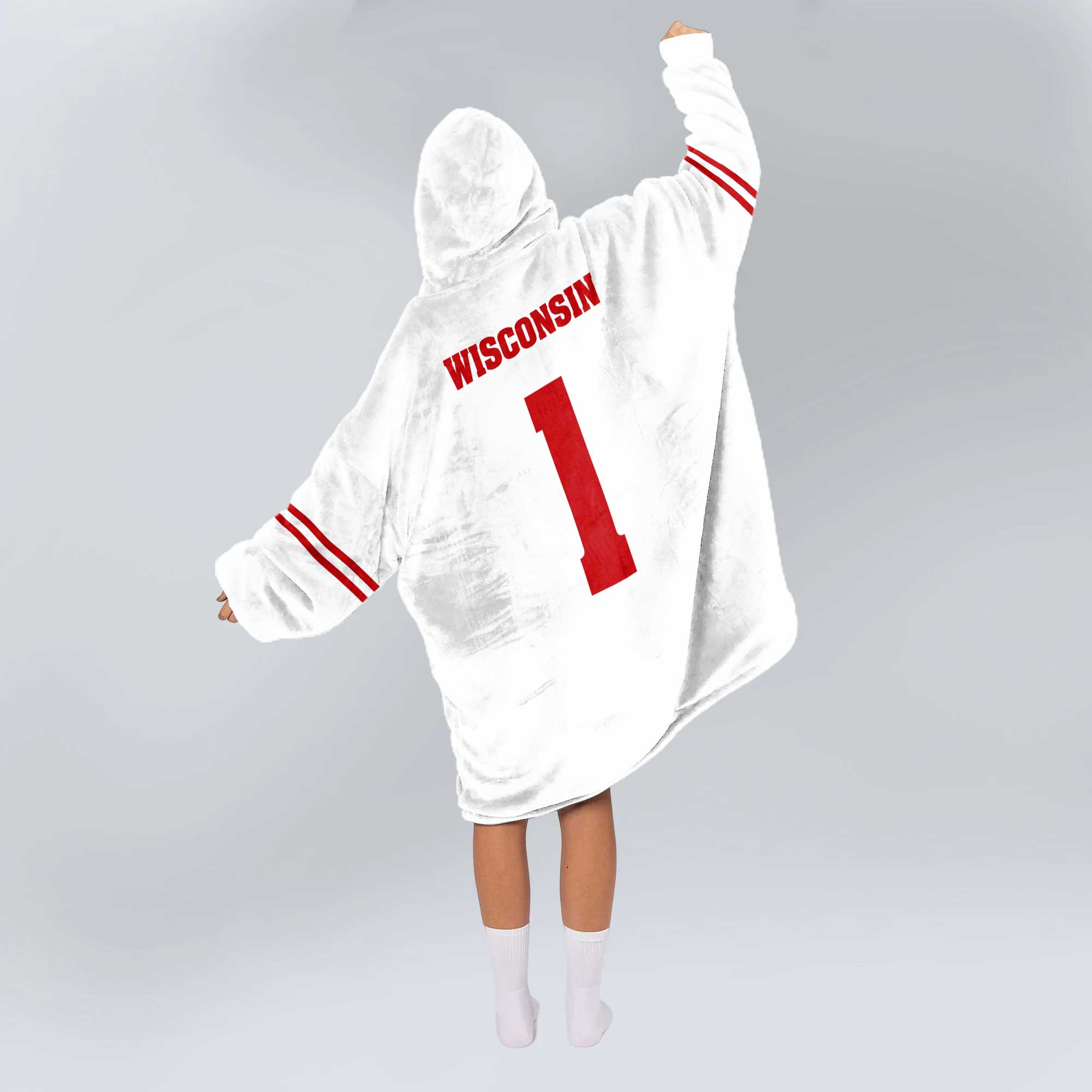 Adult #1 Wisconsin Football Unisex Blanket Hoodie