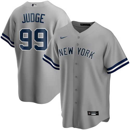 Men's  New York Yankees #99 Aaron Judge Gray Road 2020 Player Name MLB Jersey