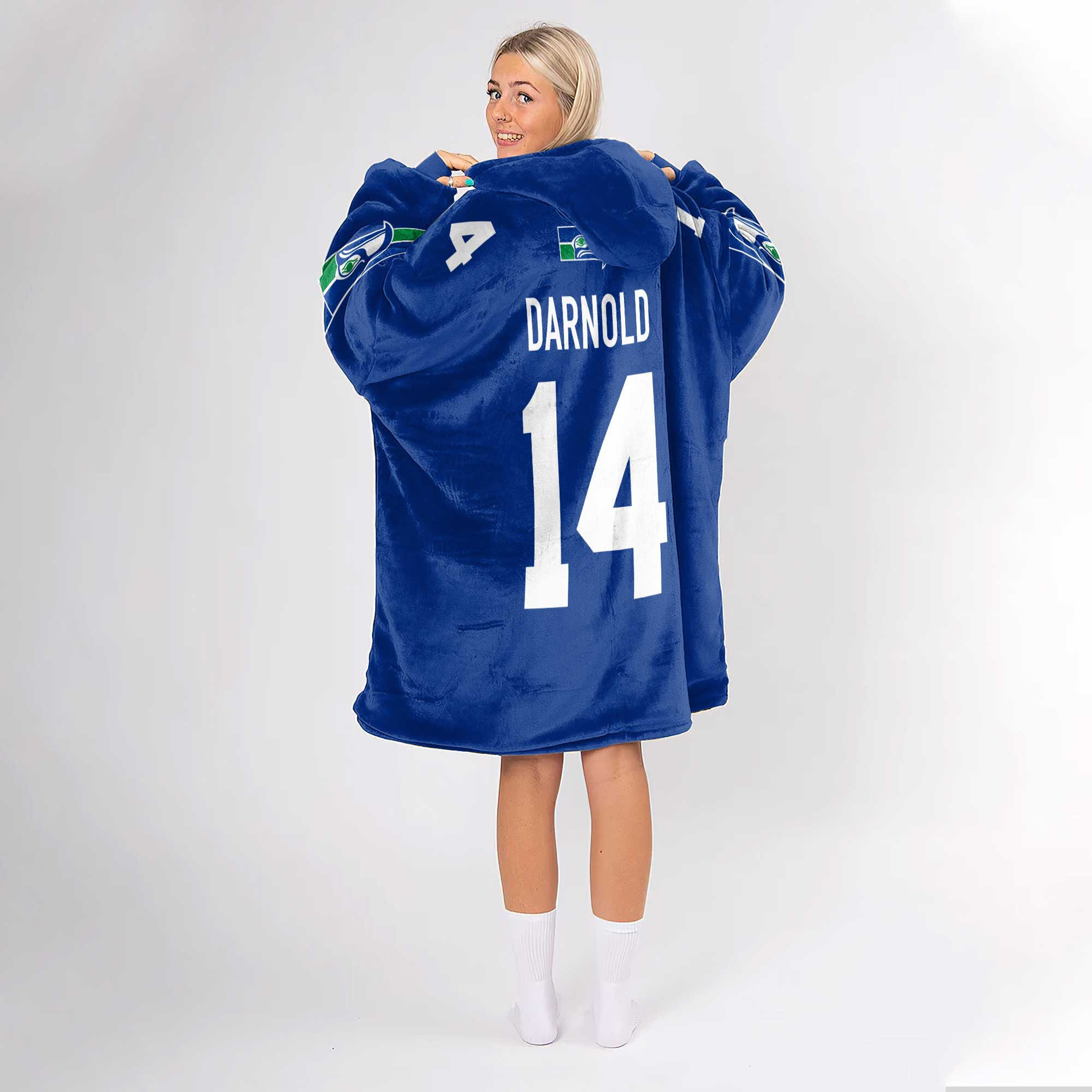 Adult 14 Seattle Football Unisex Blanket Hoodie