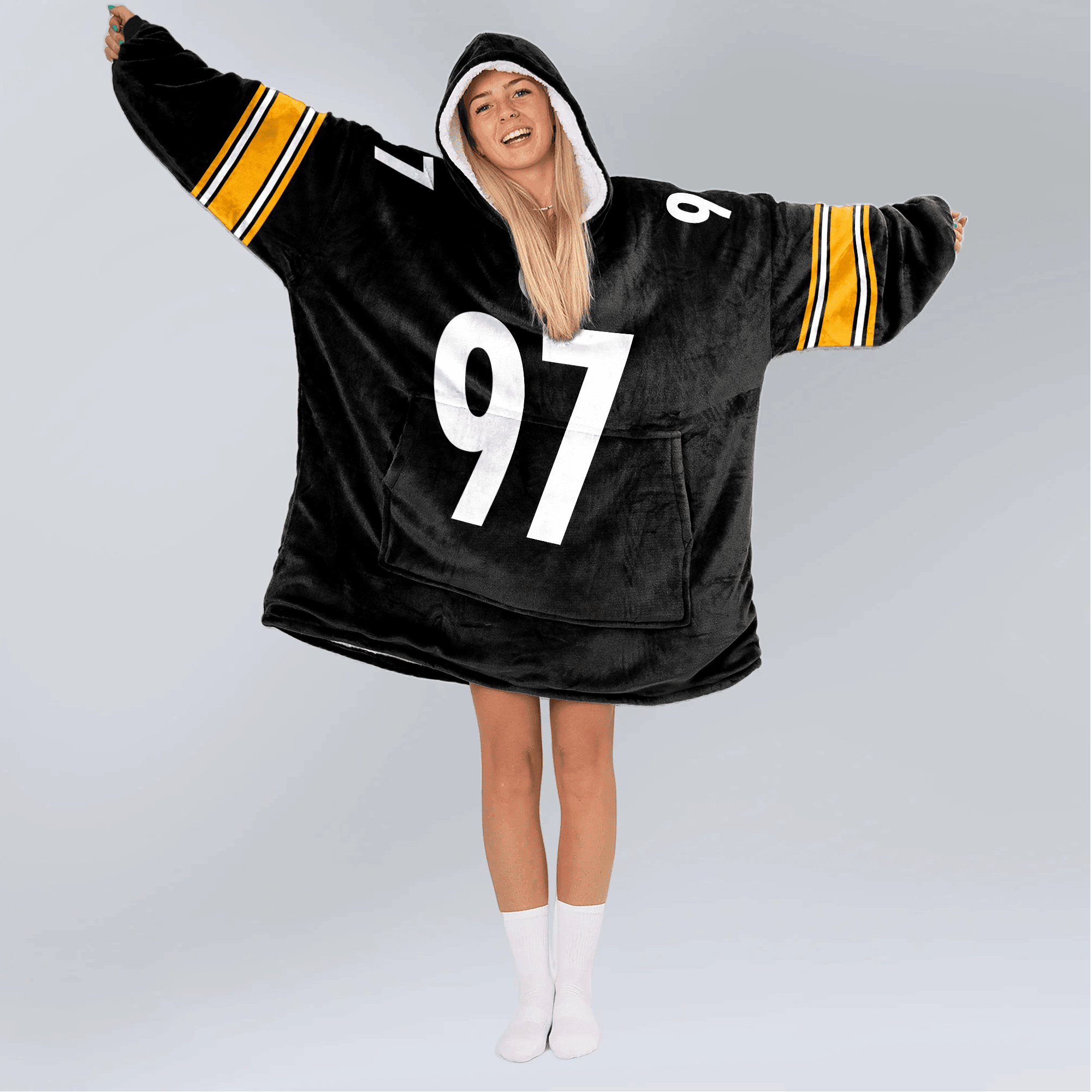 Adult 97 Pittsburgh Football Unisex Blanket Hoodie