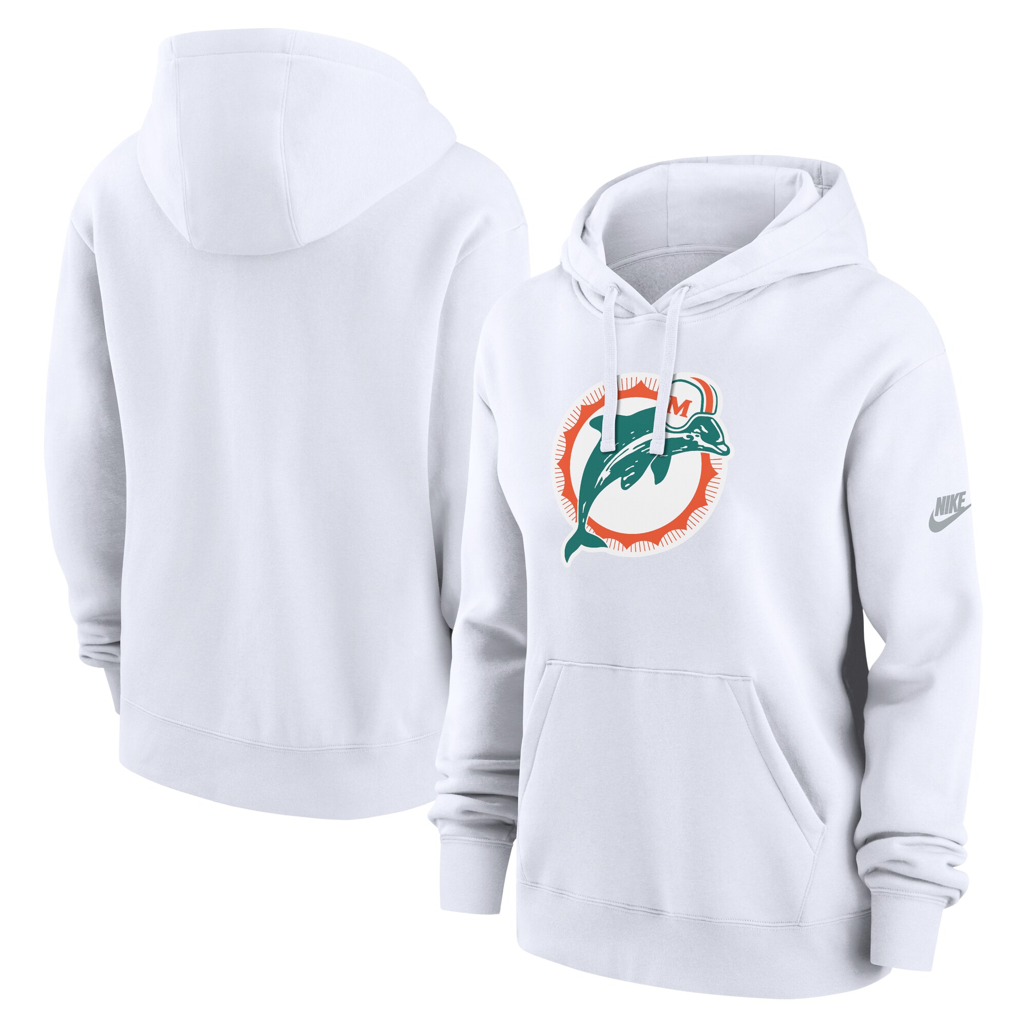 Miami Dolphins Women's Club Fleece Pullover Hoodie - White