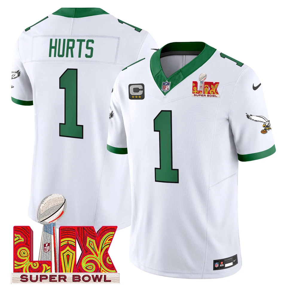 Men's Jalen Hurts 2025 Super Bowl LIX F.U.S.E. Vapo Jersey #1 - 3-Star C Patch