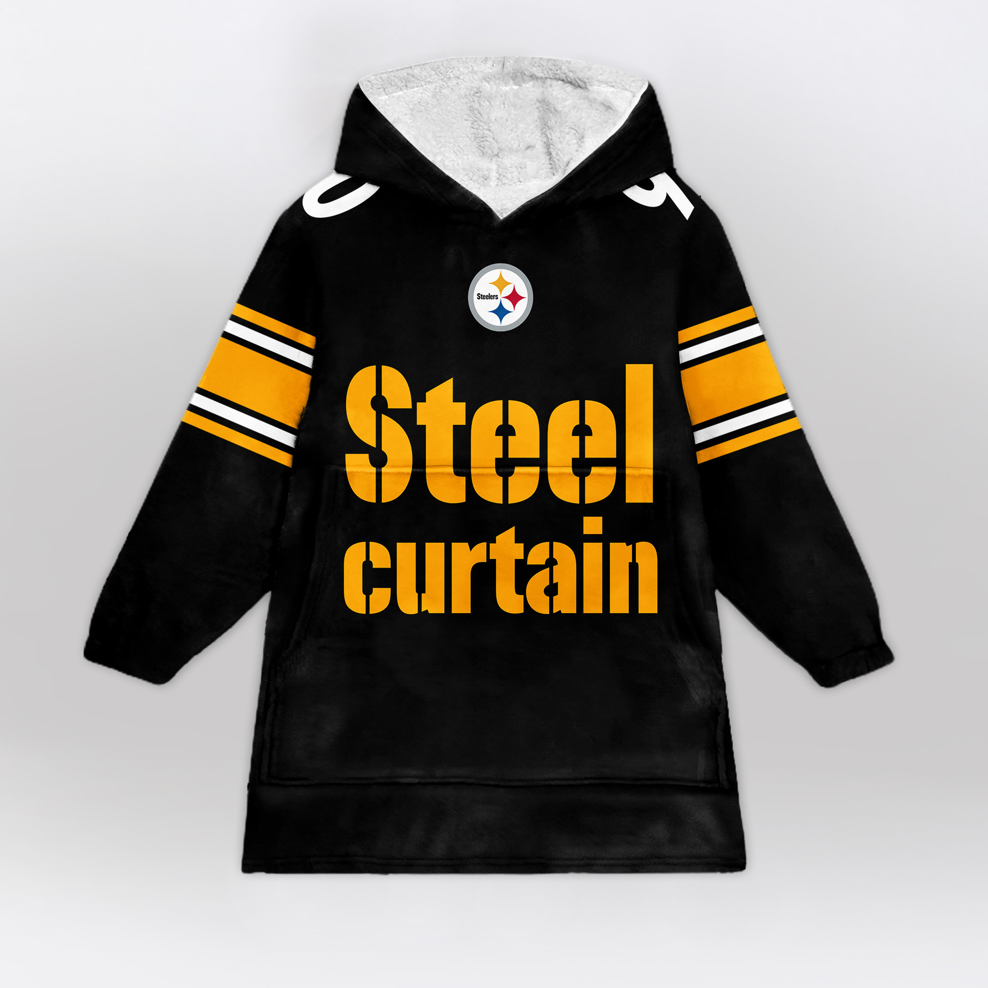 Adult Steel Curtain 90 Pittsburgh Football Unisex Blanket Hoodie