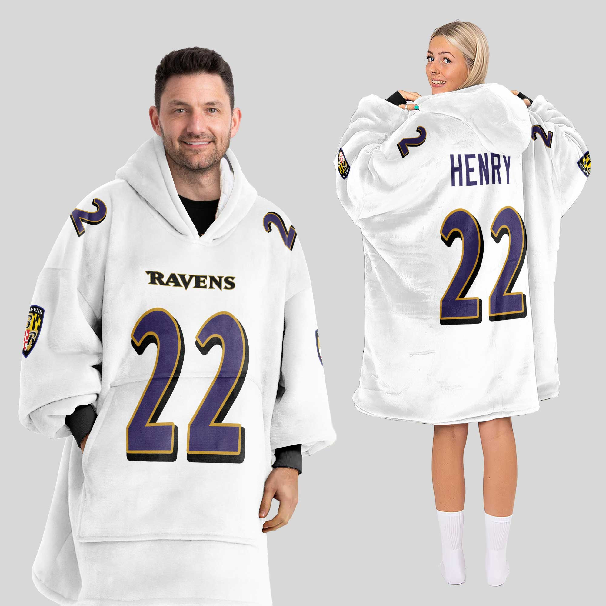 Adult 22 Baltimore Football Unisex Blanket Hoodie