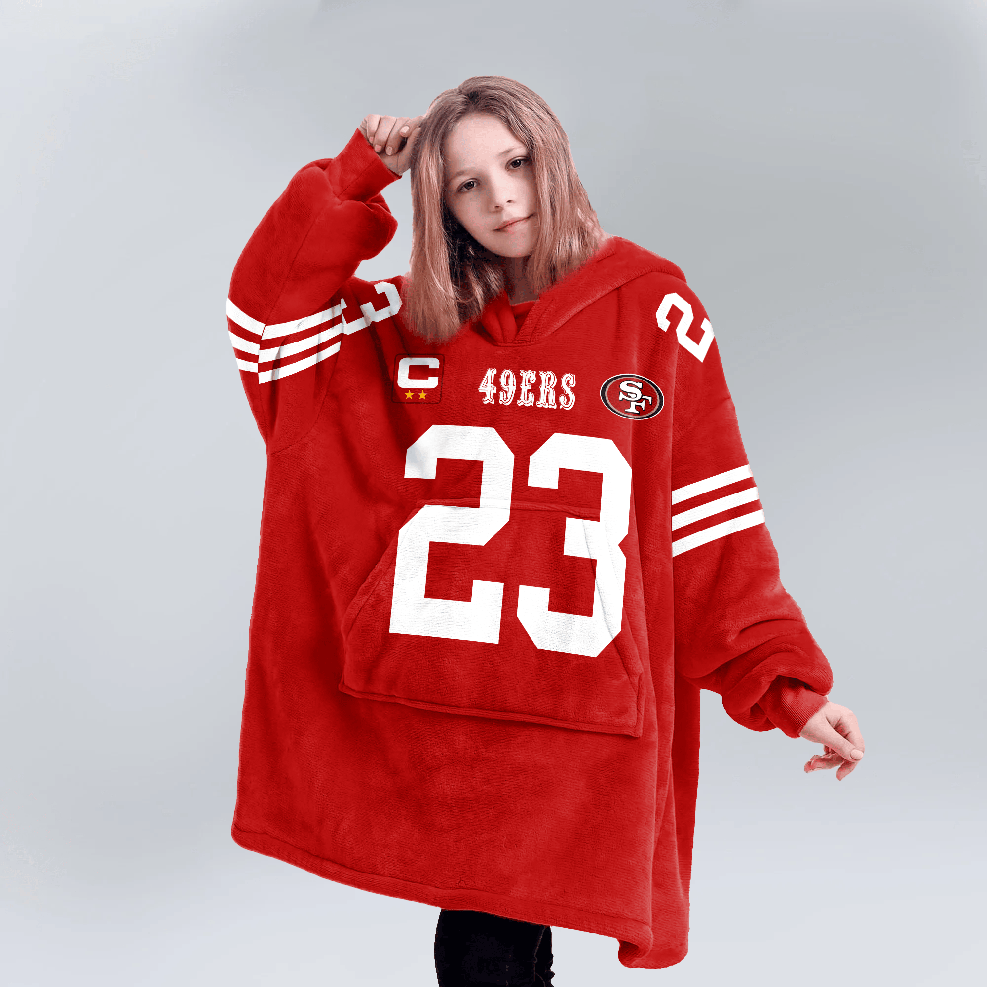 Kid C.M 23 Captain San Francisco 49ers Football Unisex Blanket Hoodie