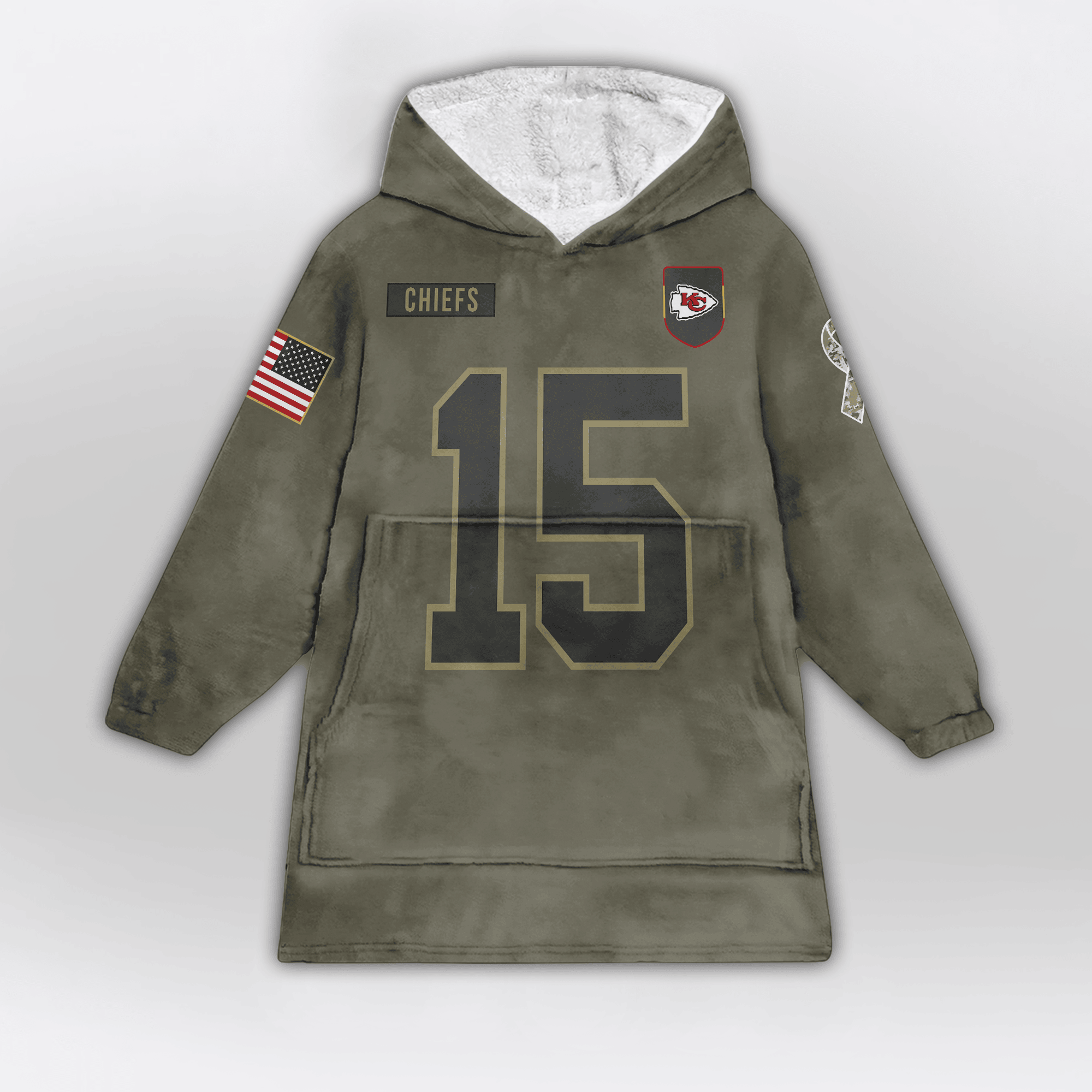 Kid P.M 15 Kansas City Football Blanket Hoodie – Olive Salute to Service