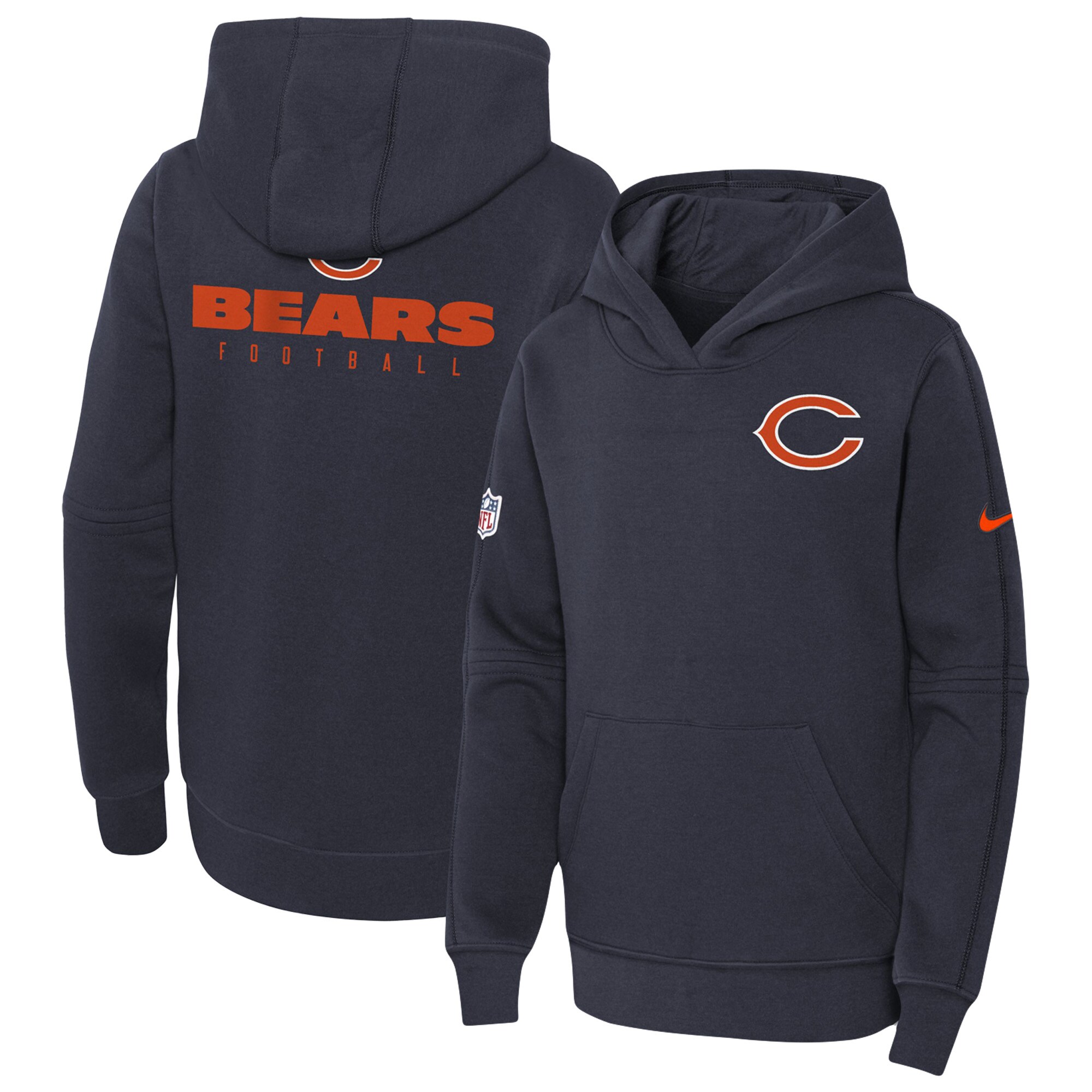 Chicago Bears  Youth 2023 Sideline Club Fleece Pullover Hoodie - Navy