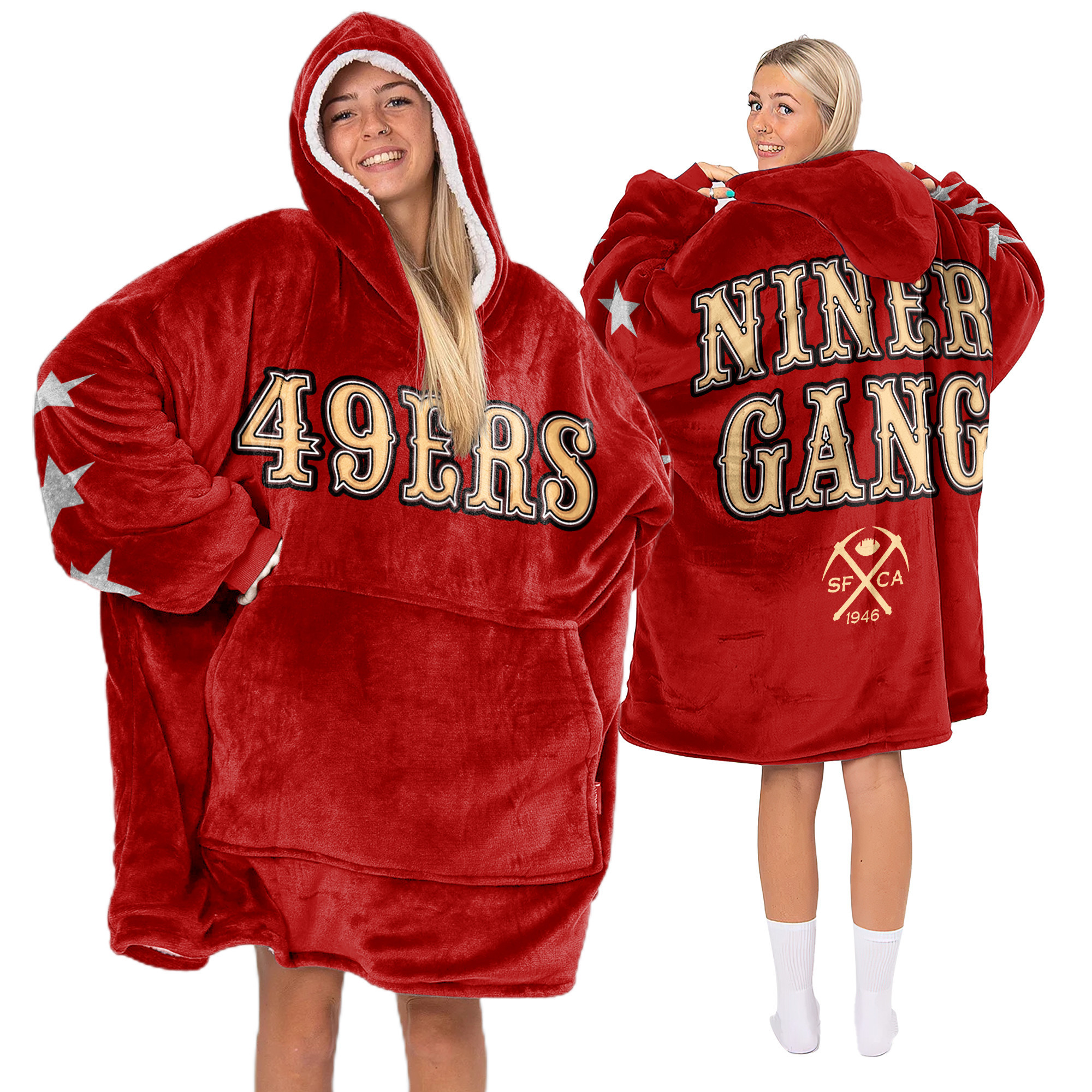 Adult San Francisco 49ers Football Unisex Blanket Hoodie