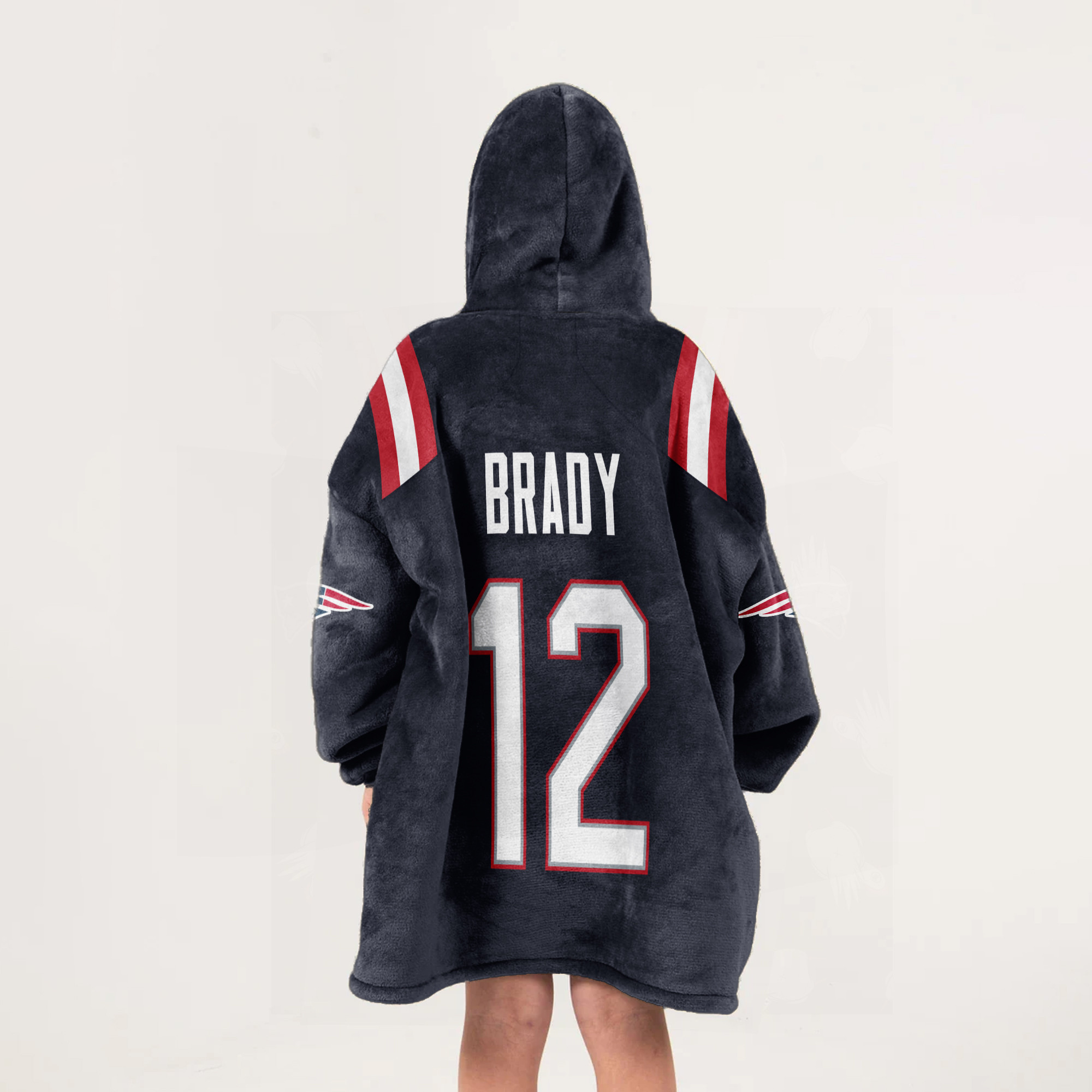 Adult TB 12 New England Football Unisex Blanket Hoodie