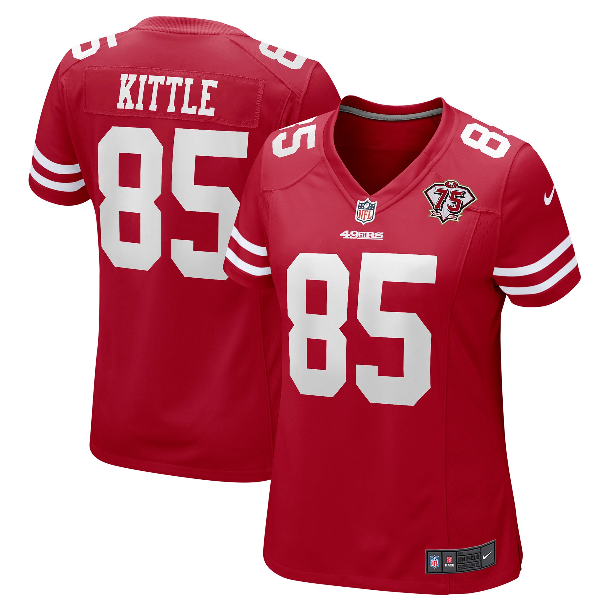 George Kittle San Francisco 49ers  Women's 75th Anniversary Game Player Jersey - Scarlet