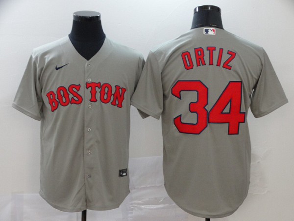 Men's Boston Red Sox #34 David Ortiz Gray Stitched MLB Cool Base  Jersey