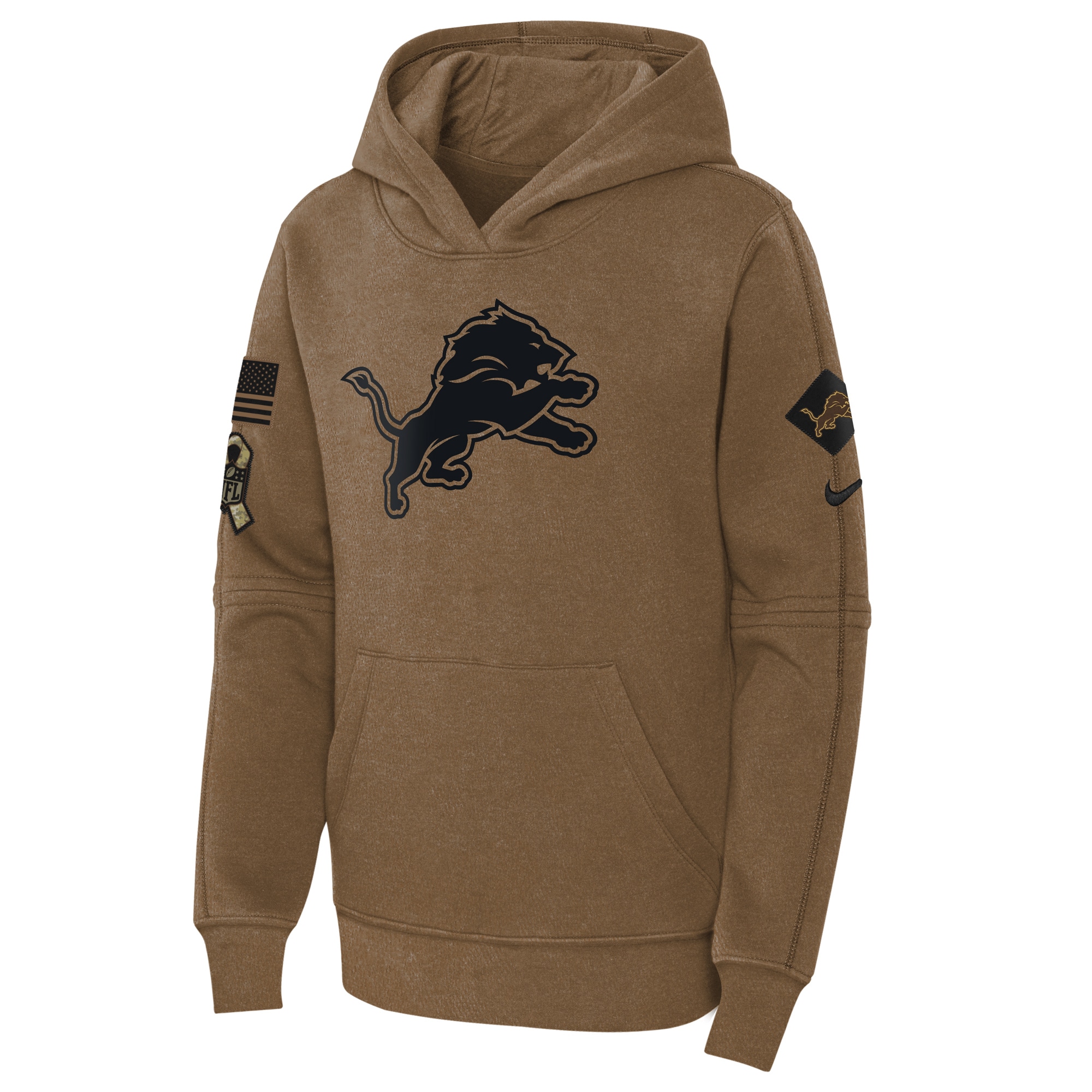 Detroit Lions  Youth 2023 Salute to Service Club Fleece Pullover Hoodie - Brown