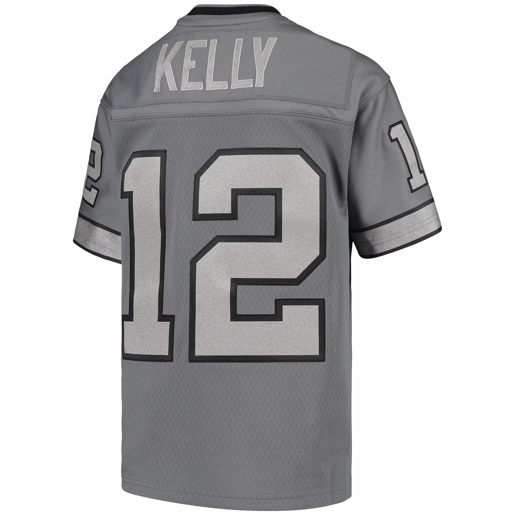 Jim Kelly Buffalo Bills Youth 1990 Retired Player Metal Replica Jersey - Charcoal