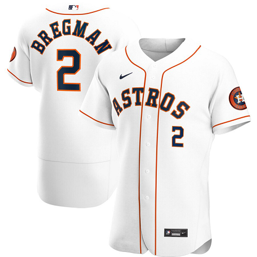 Men's  Houston Astros #2 Alex Bregman White Home 2020 Player MLB Jersey