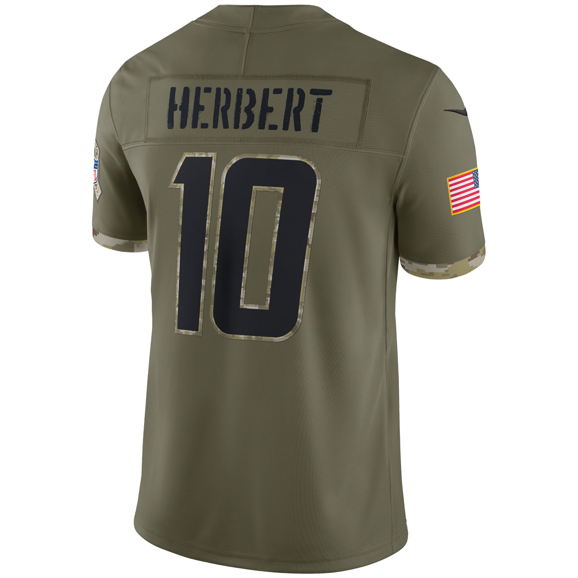 Justin Herbert Los Angeles Chargers  2022 Salute To Service Limited Jersey - Olive