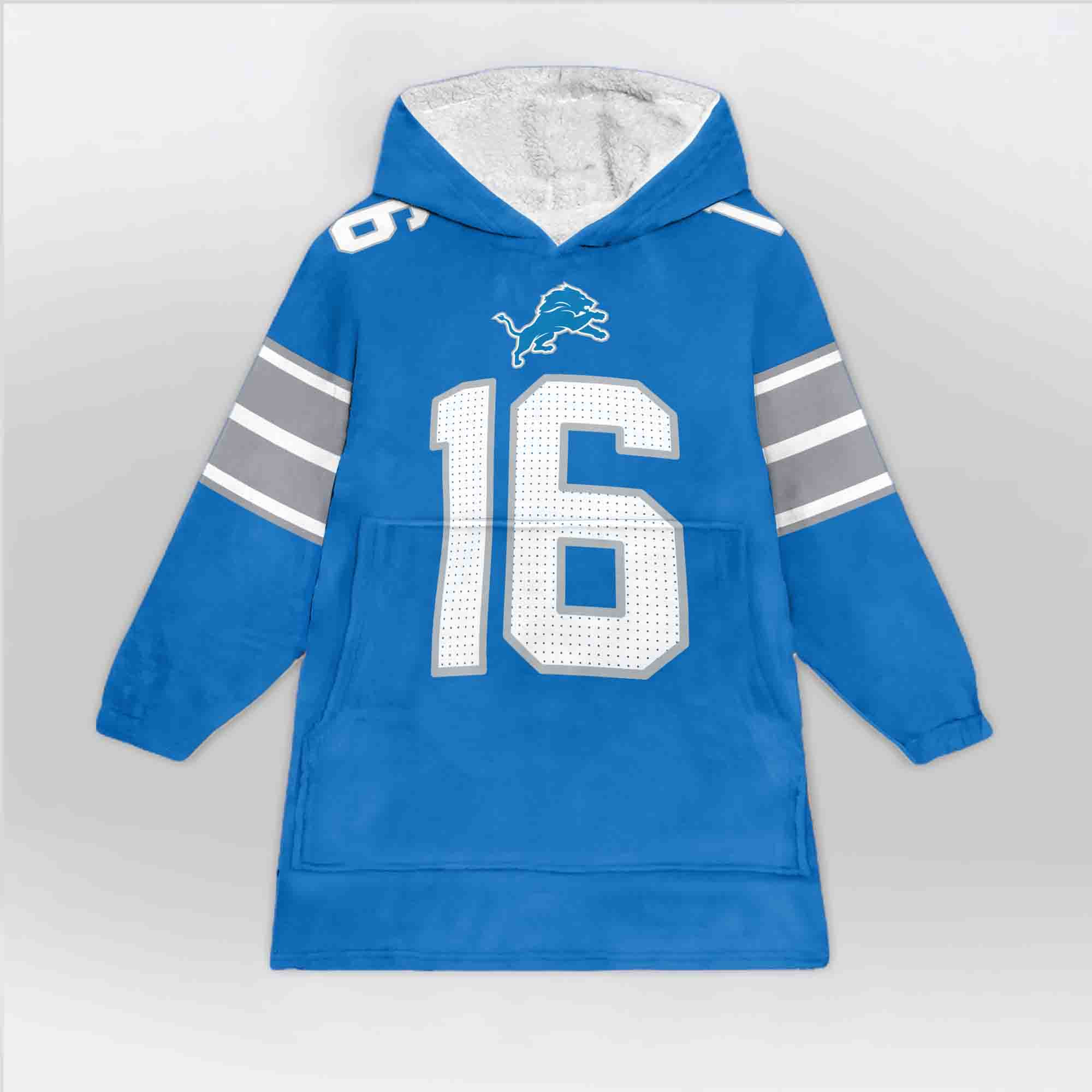 Adult Quarterback No 16 Detroit Football Unisex Blanket Hoodie