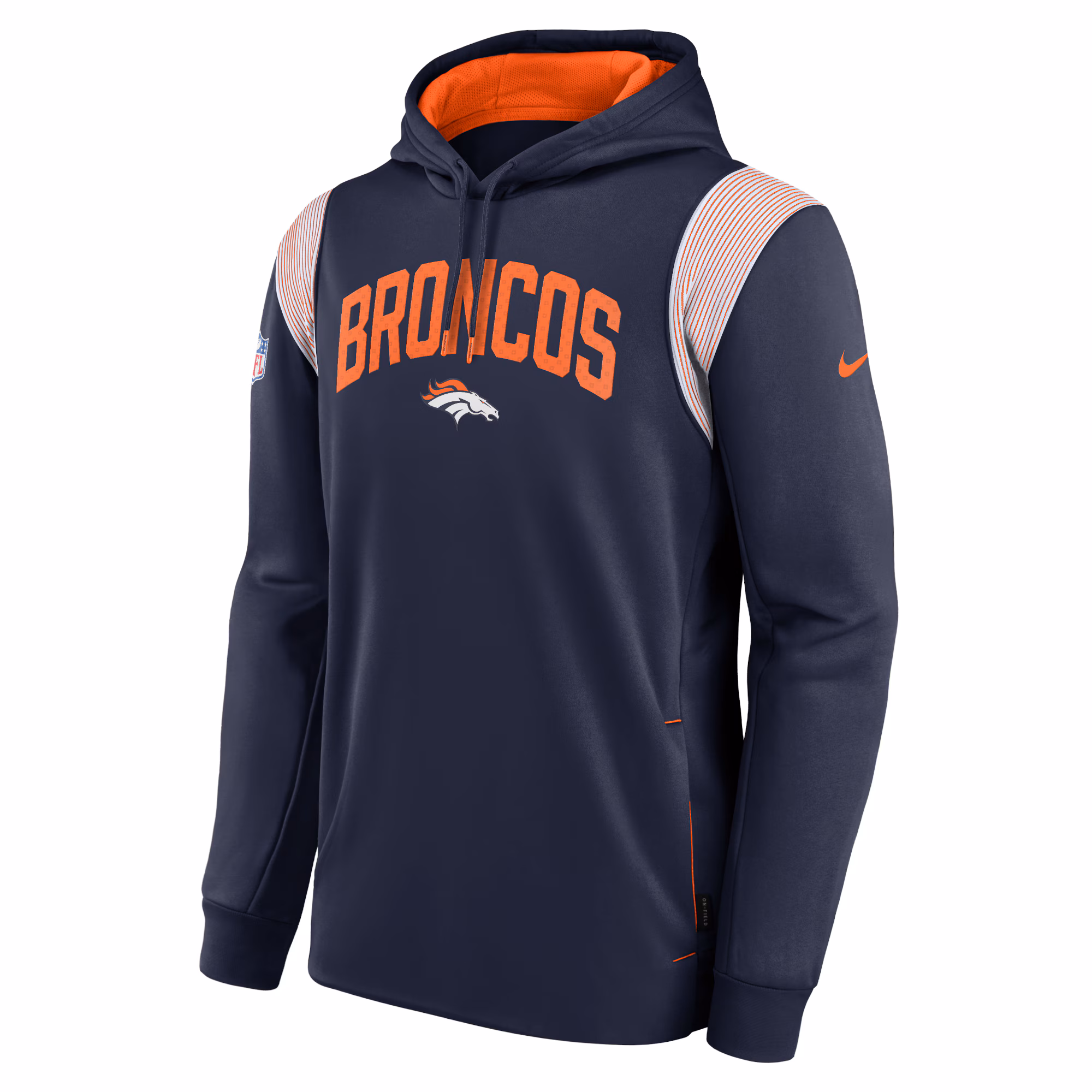 Denver Broncos Sideline Athletic Stack Performance Pullover Hoodie - Gray