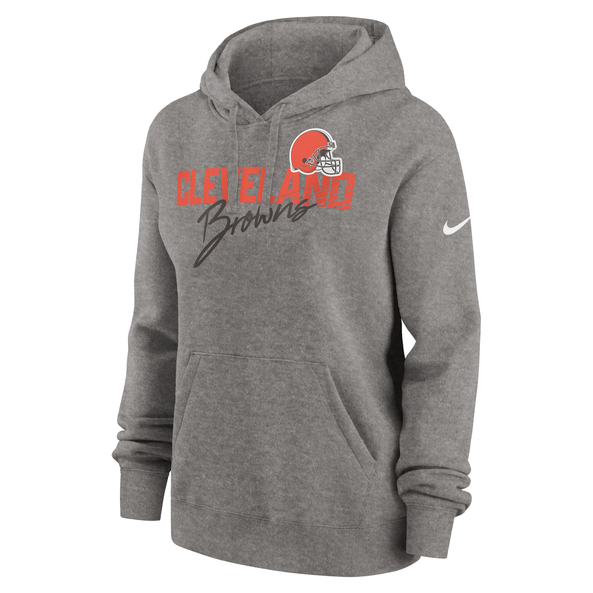 Cleveland Browns Women's Wordmark Club Fleece Pullover Hoodie - Heather Gray