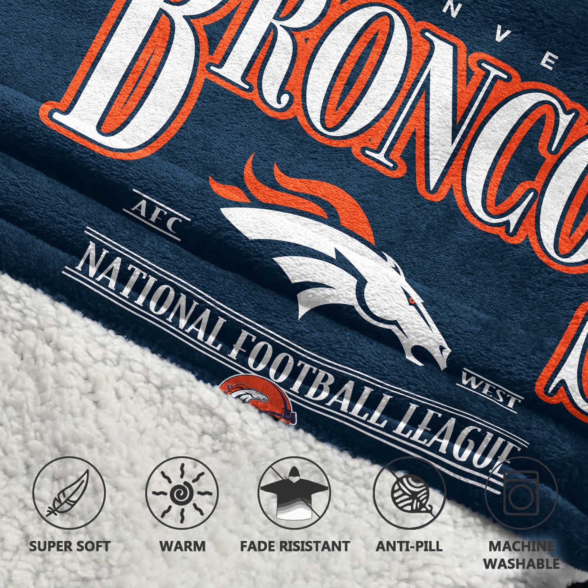 Adult 10 Denver Football Unisex Blanket Hoodie