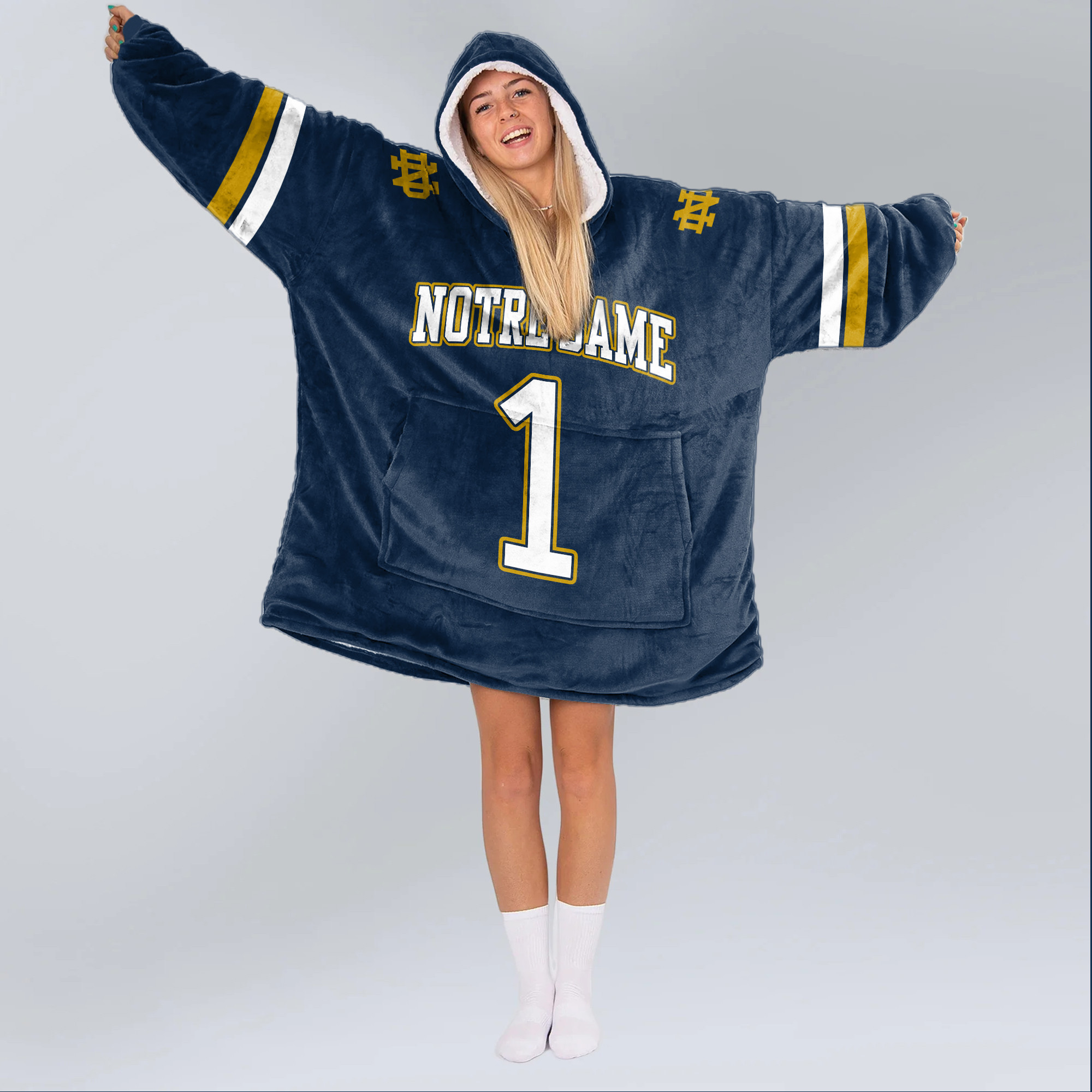 1 Notre Dame Football Unisex Blanket Hoodie