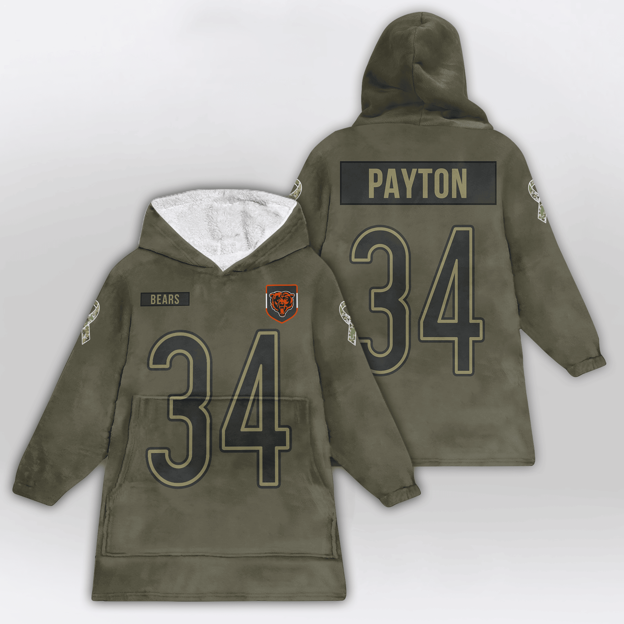Kid W.P 34 Chicago Football Blanket Hoodie – Olive Salute to Service