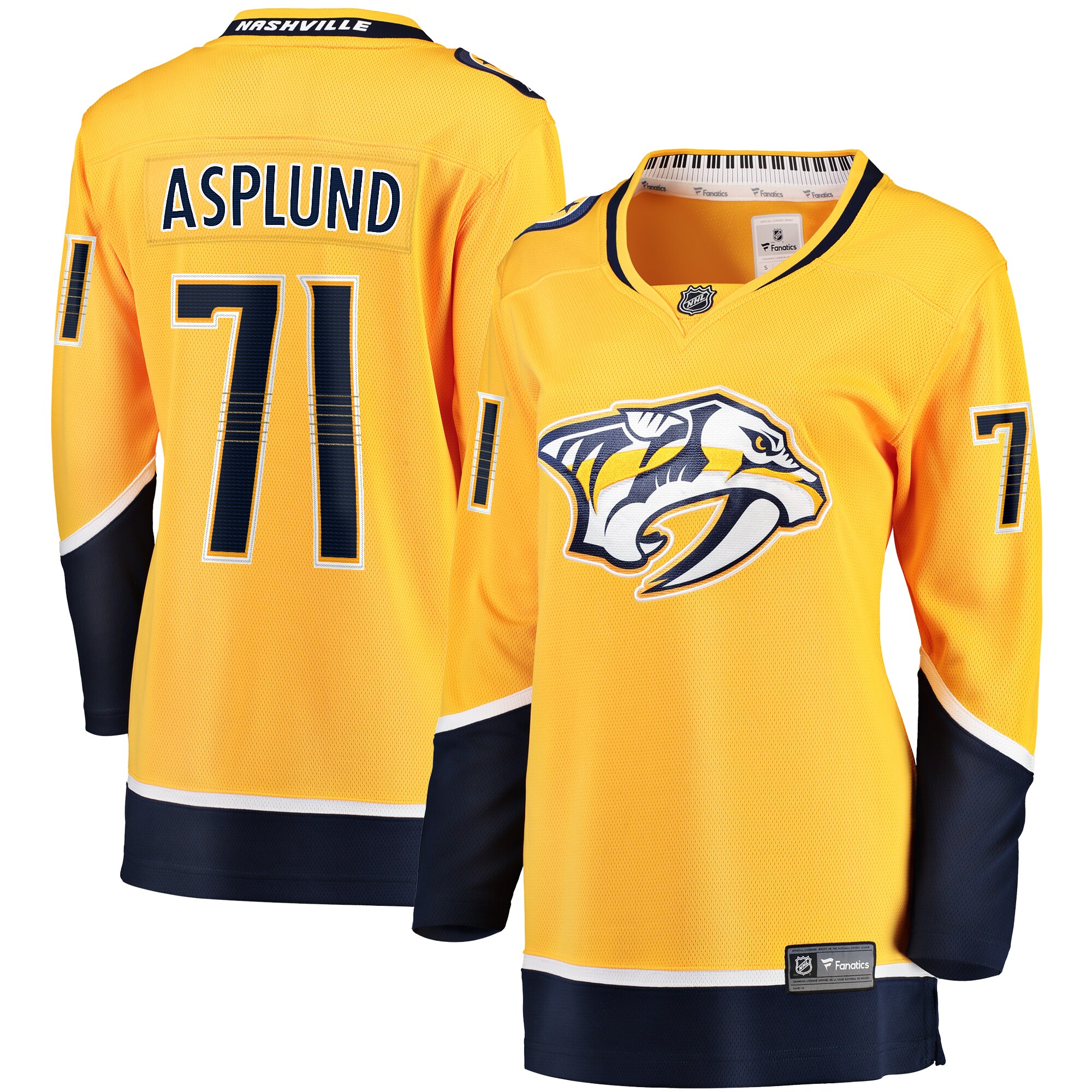 Rasmus Asplund Nashville Predators Women's Home Breakaway Jersey - Gold