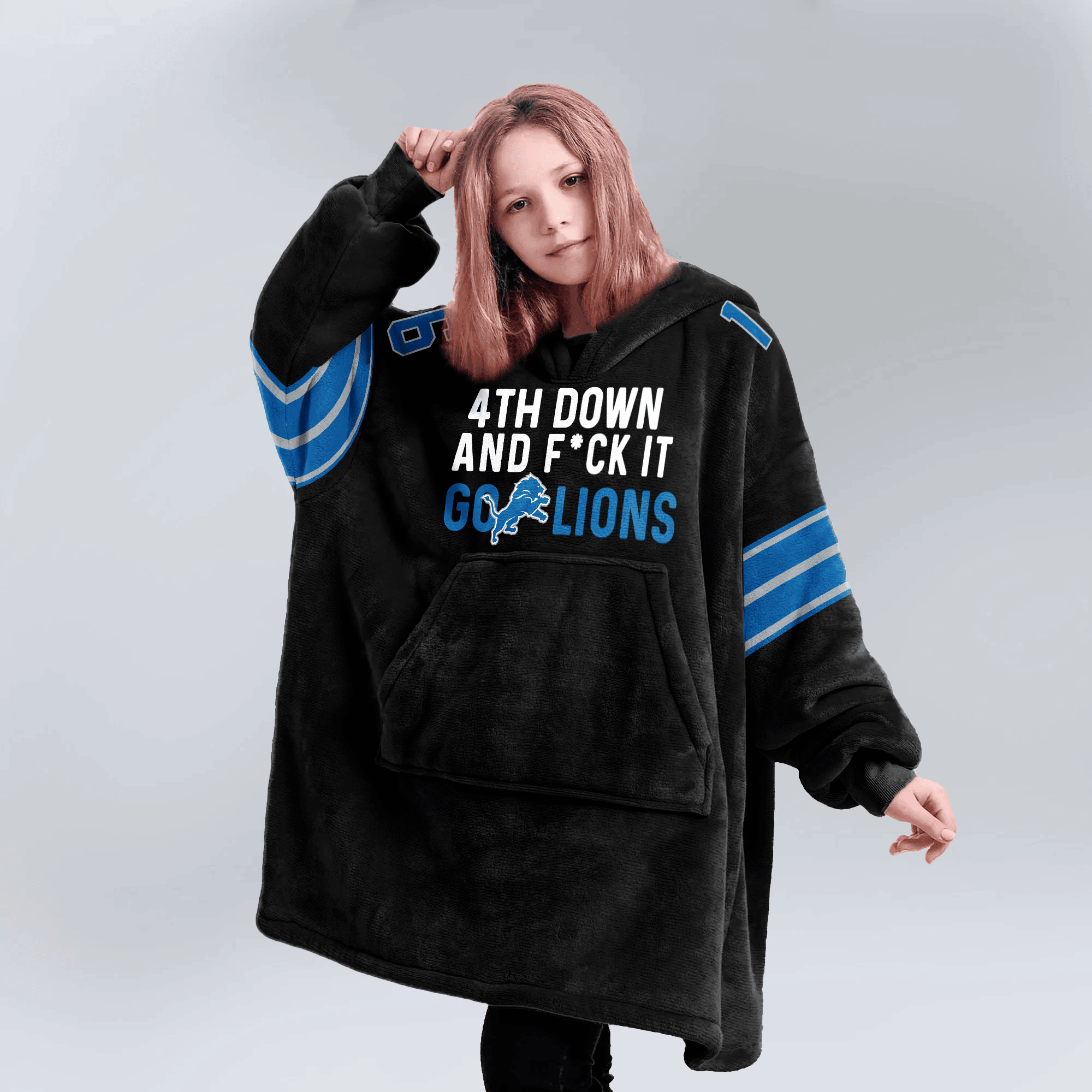 Kid J.G 16 Detroit Football Unisex Blanket Hoodie