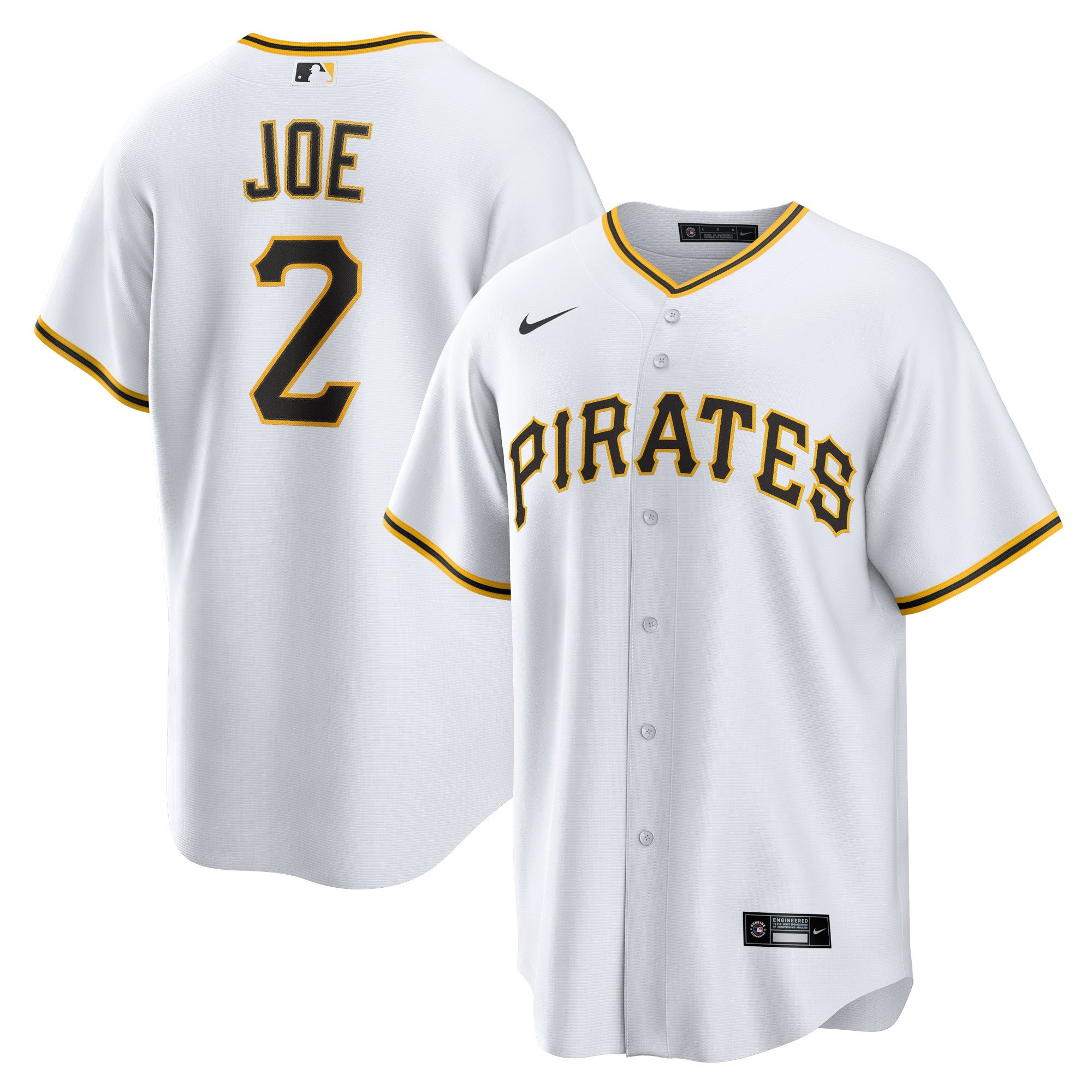 Men's Pittsburgh Pirates Connor Joe  White Home Replica Jersey