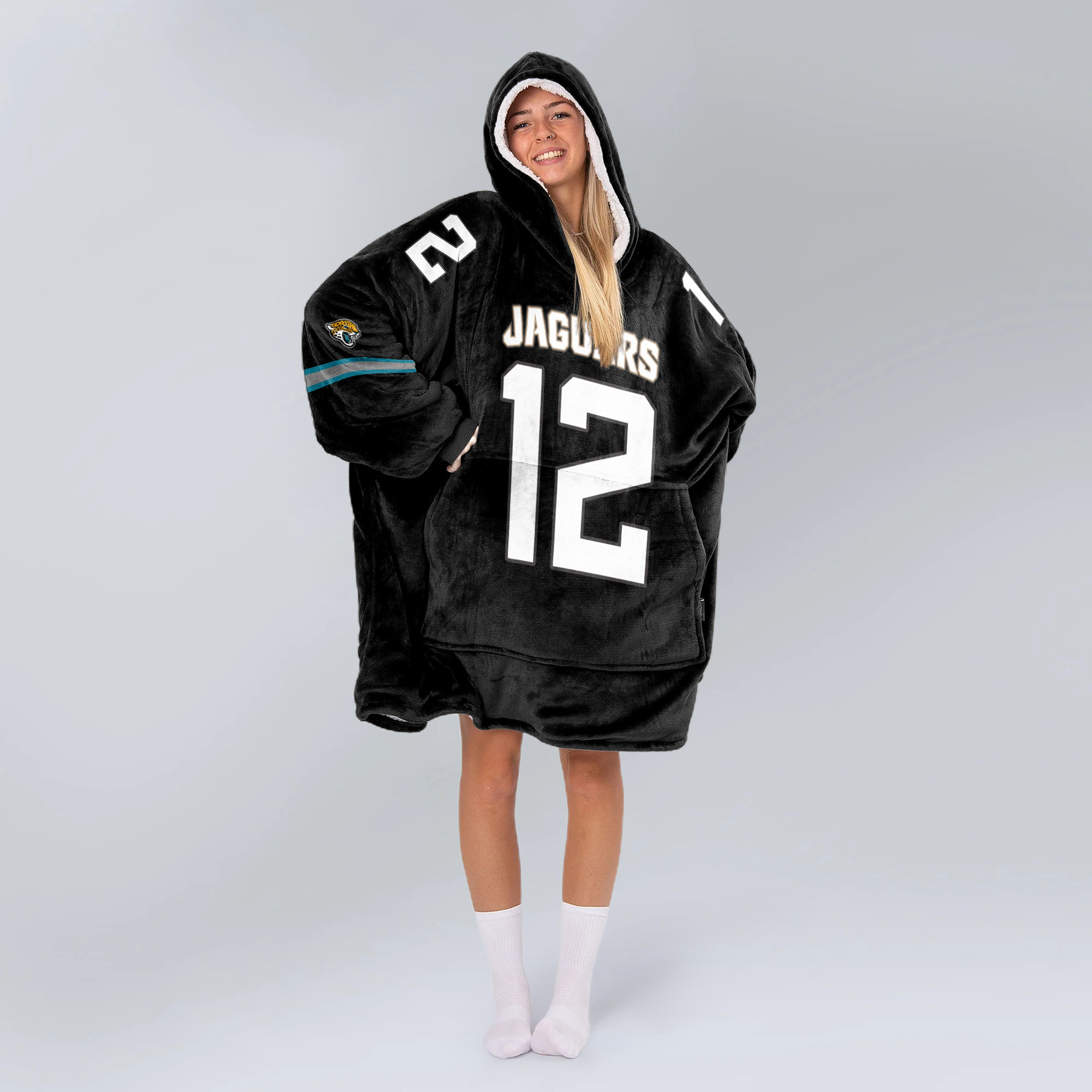 Adult 12 Jacksonville Football Unisex Blanket Hoodie