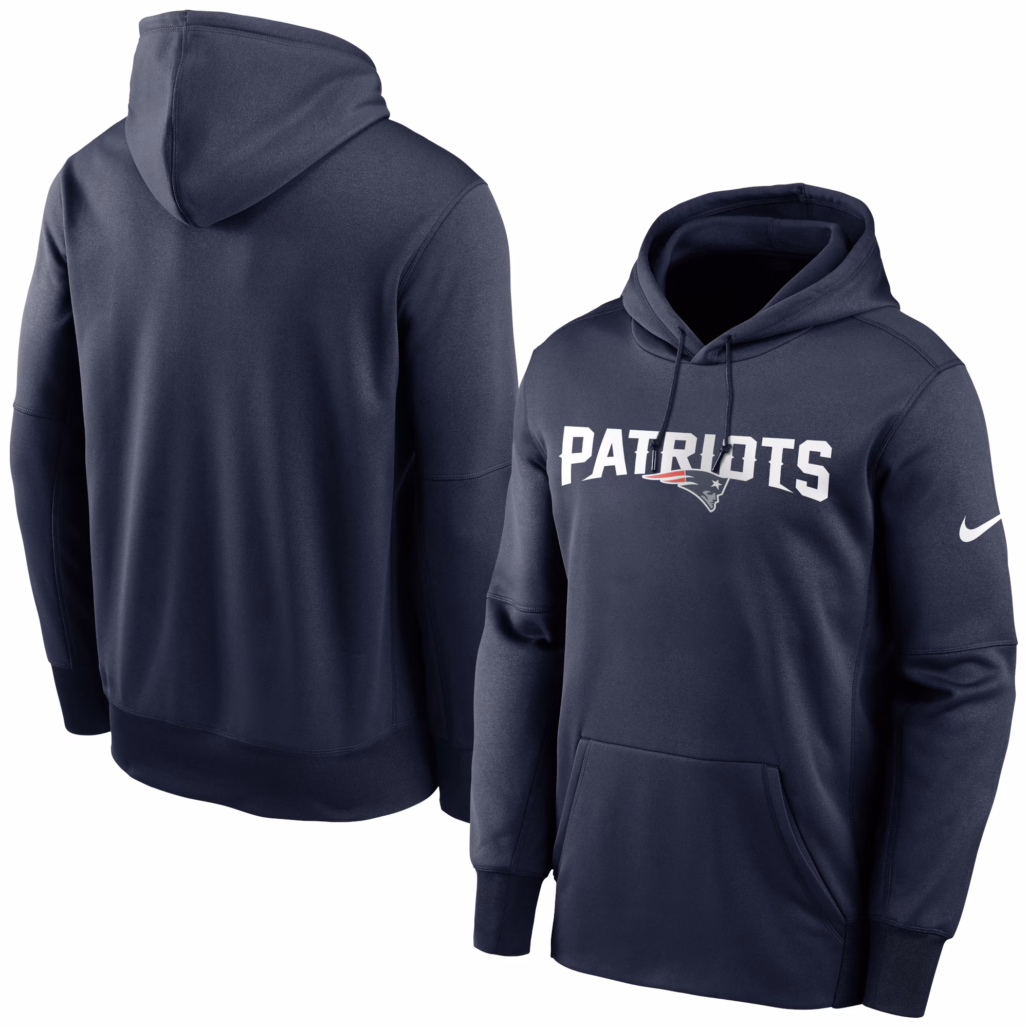 New England Patriots Fan Gear Wordmark Performance Pullover Hoodie - Navy
