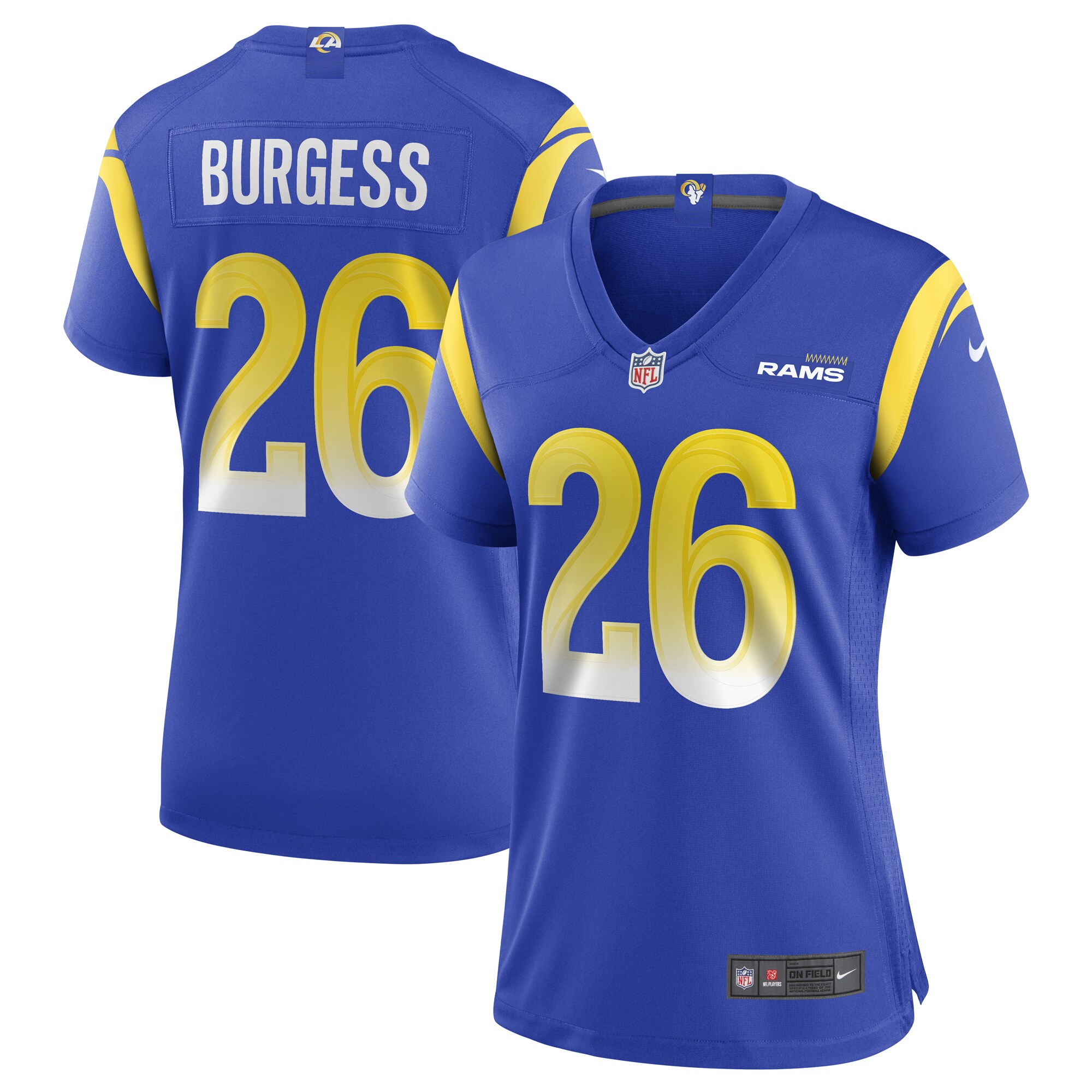 Terrell Burgess Los Angeles Rams  Women's Game Jersey - Royal